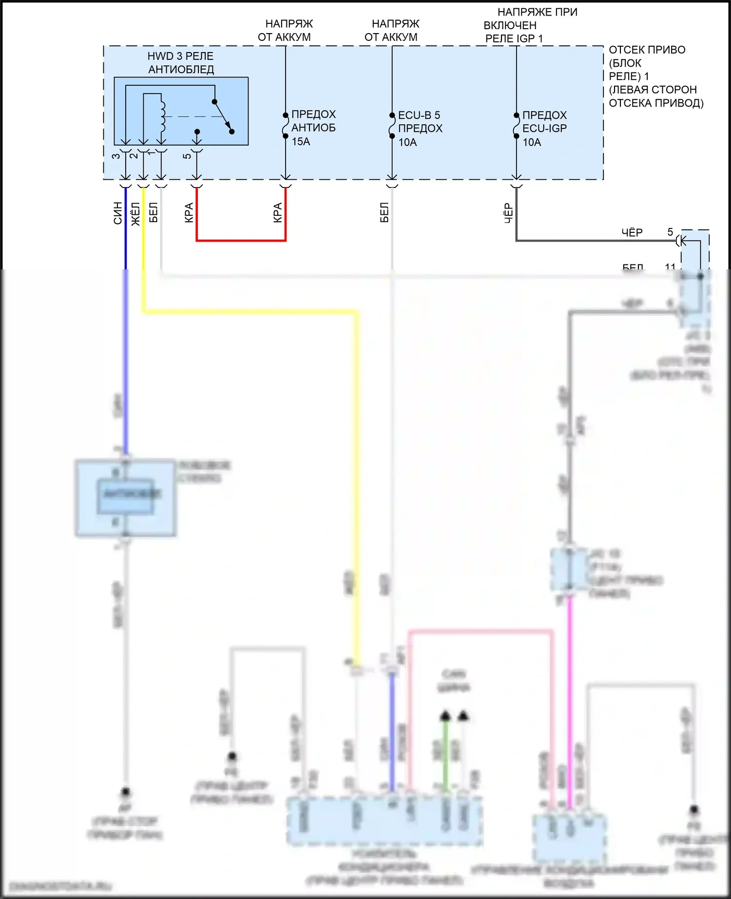 bZ4X Toyota I (2022-2024): Электросхема переднего антиобледенителя 