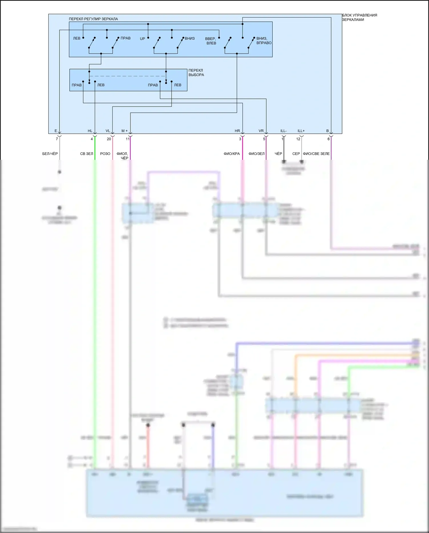 bZ4X Toyota I (2022-2024): Управление зеркалами заднего вида электросхема (1 из 2) 