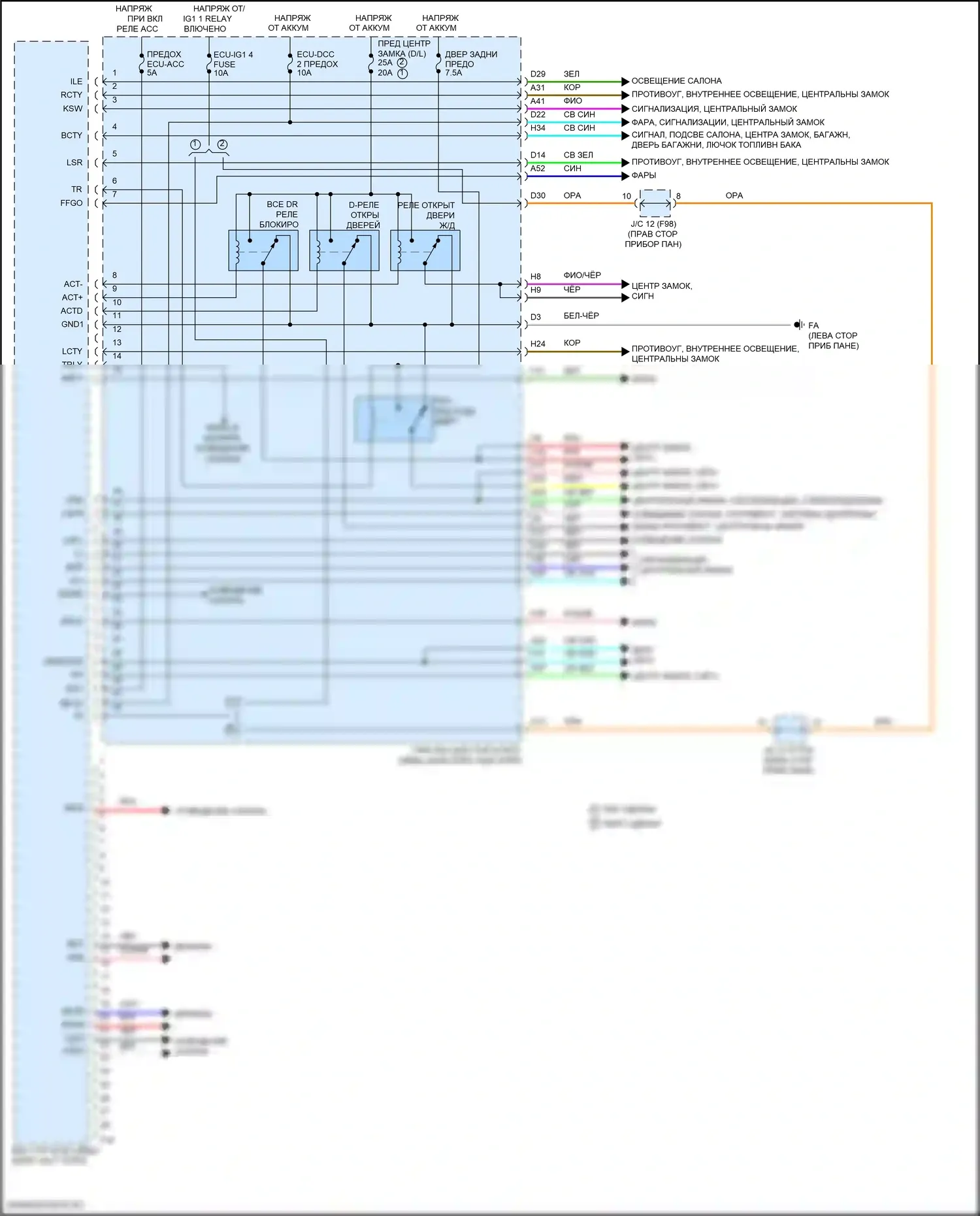 C-HR Toyota I рестайлинг (2019-2023): Электросхема блоков управления кузовом (1 из 2) 