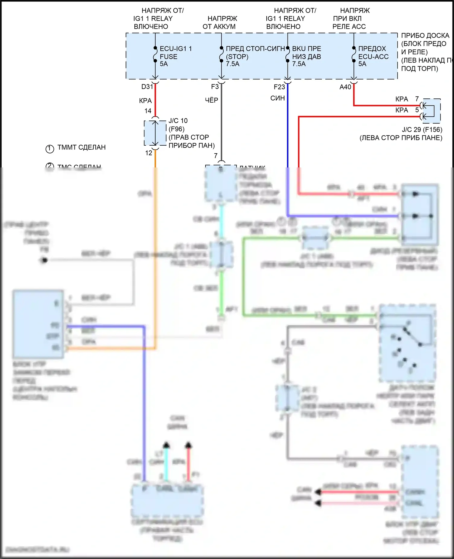 C-HR Toyota I рестайлинг (2019-2023): Электросхема блокировки селектора, с интеллектуальным ключом 