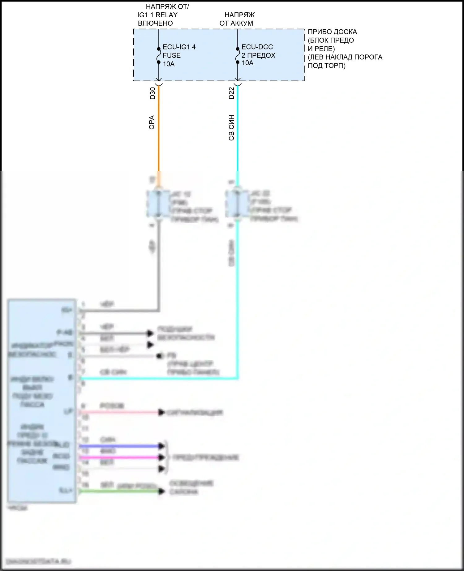 C-HR Toyota I рестайлинг (2019-2023): Электросхема часов 