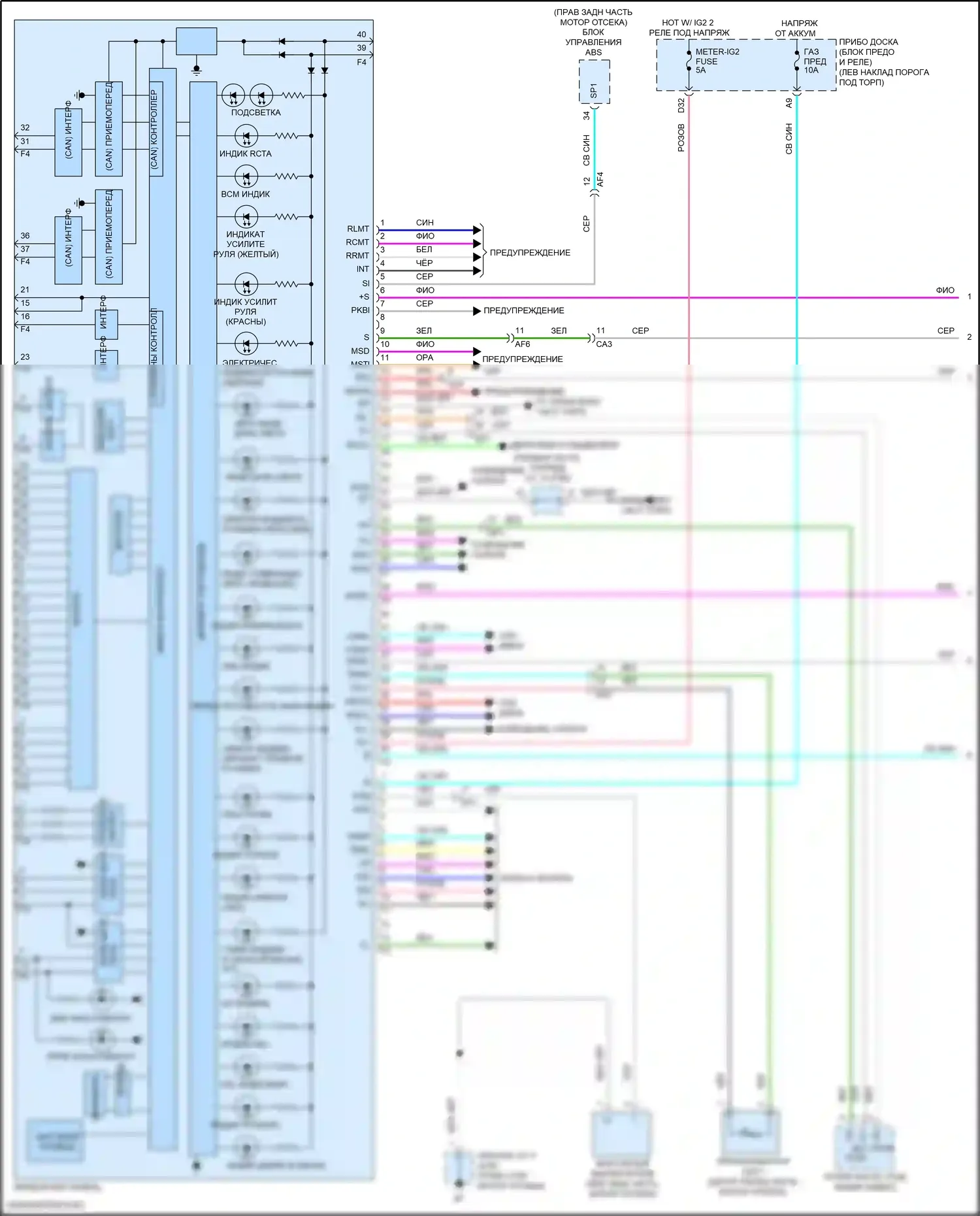 C-HR Toyota I рестайлинг (2019-2023): Электросхема приборной панели (1 из 3) 