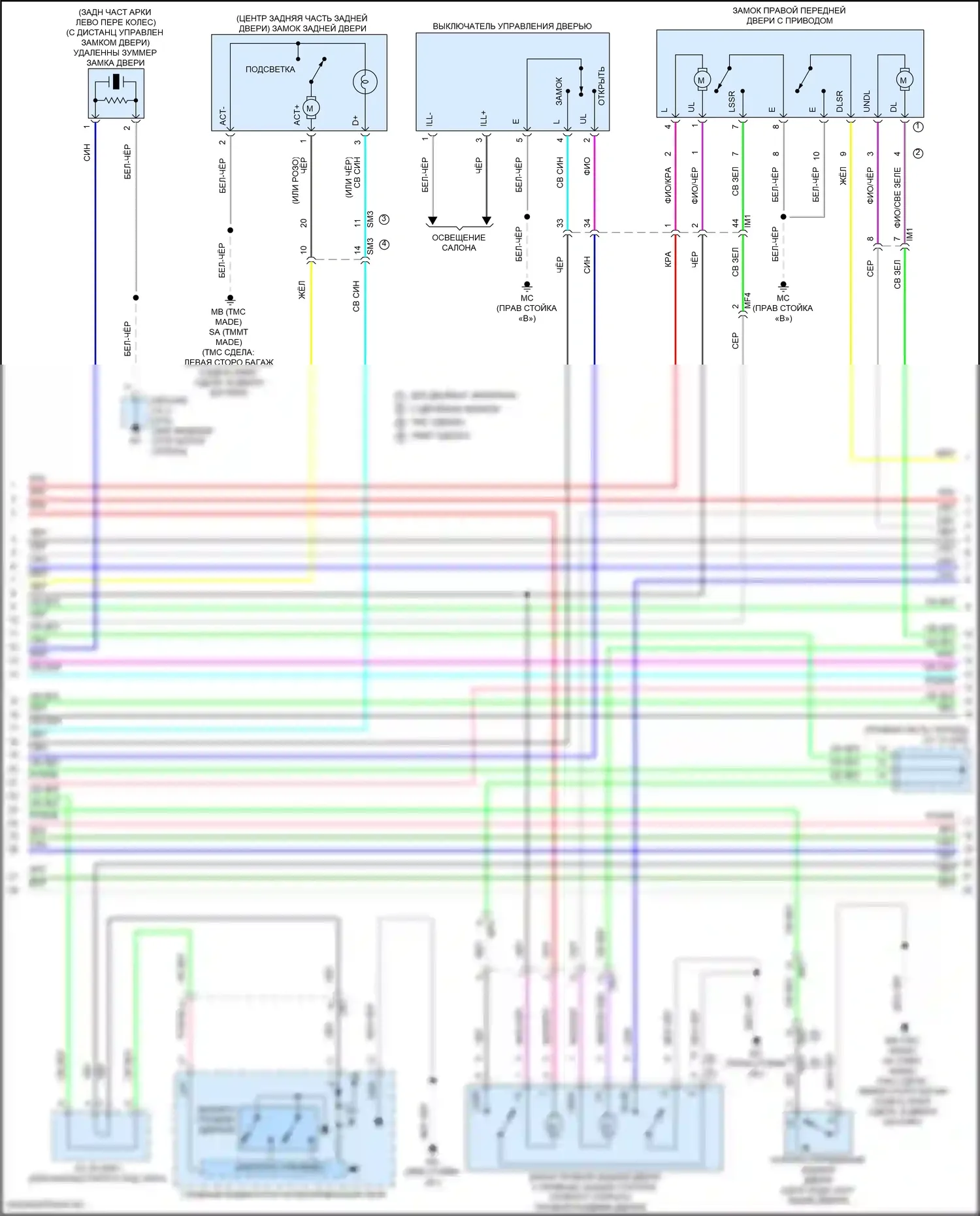 C-HR Toyota I рестайлинг (2019-2023): Электросхема центрального замка, без системы интеллектуальных ключей (2 из 3) 