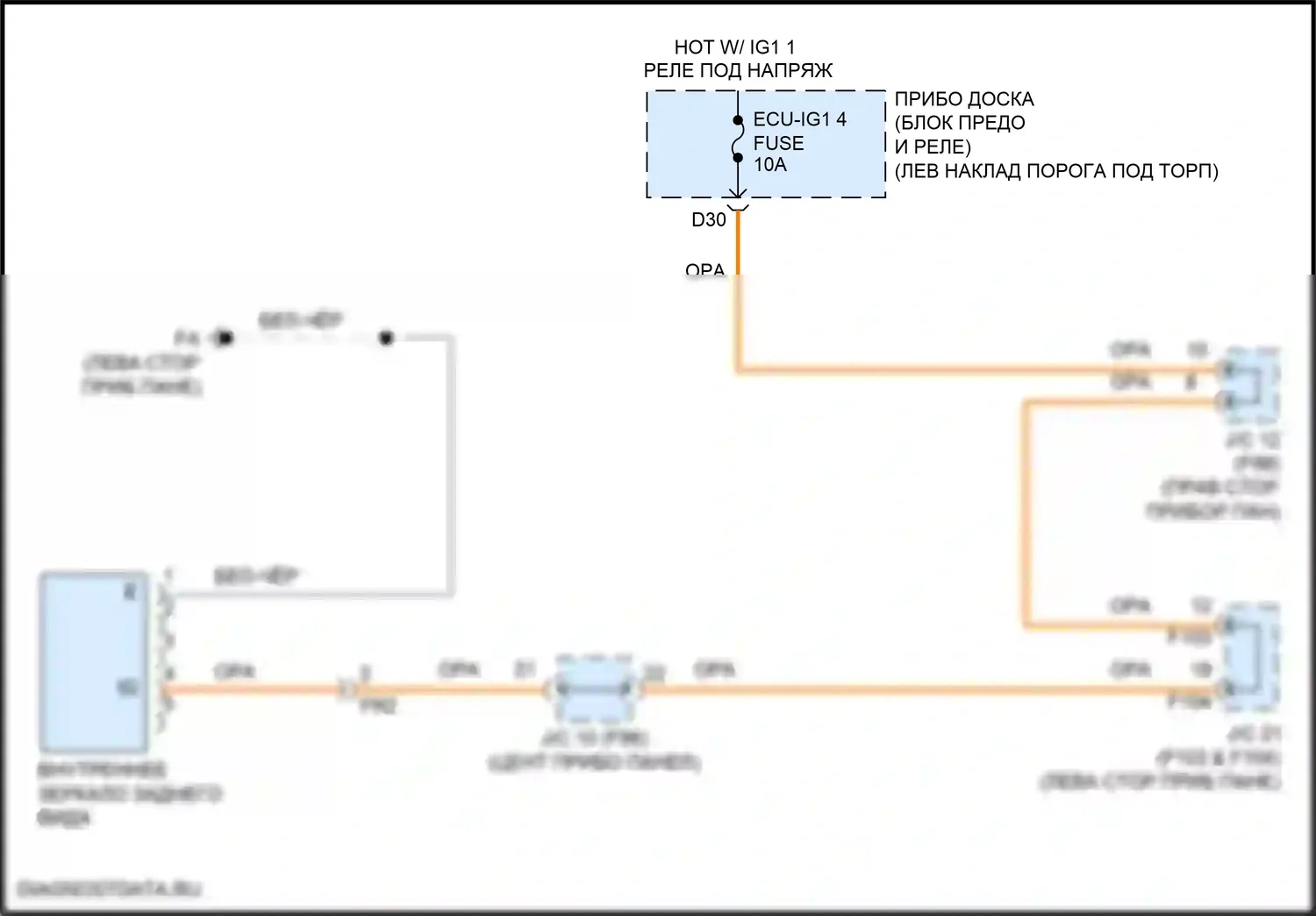 C-HR Toyota I рестайлинг (2019-2023): Электросхема электрохромного зеркала 