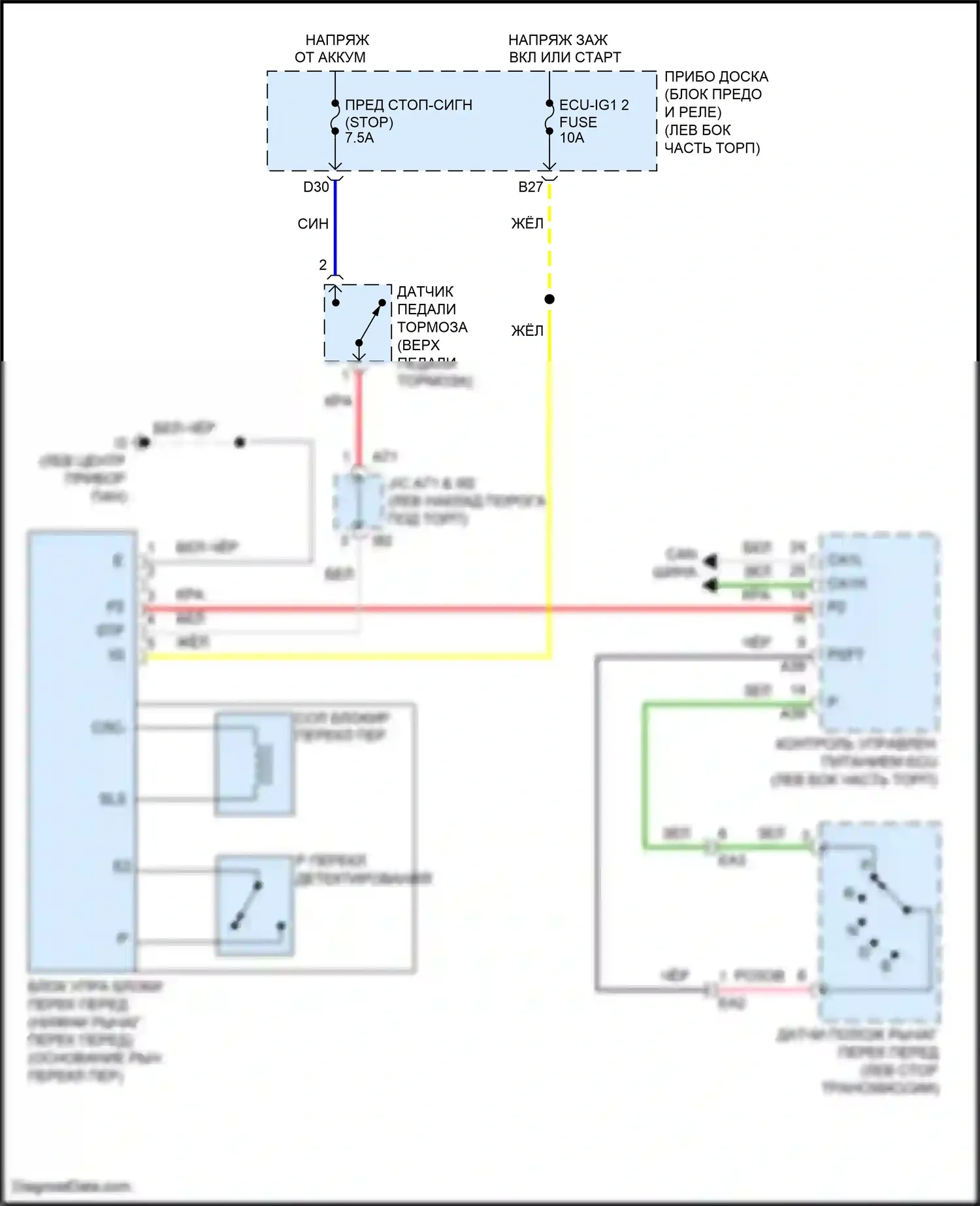 Camry US Market Toyota XV50 рестайлинг (2014-2017): Электросхема блокировки селектора, гибридная 
