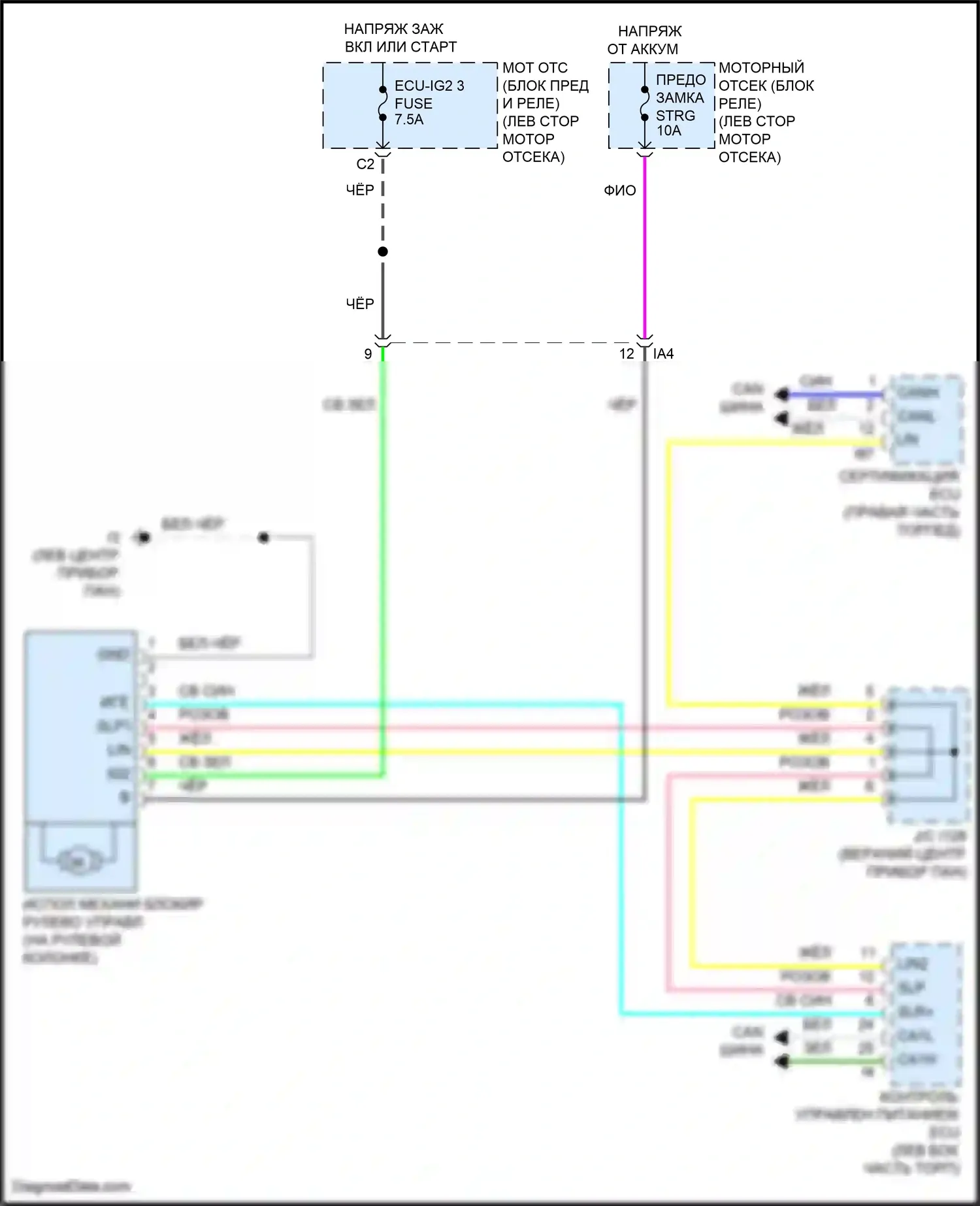 Camry US Market Toyota XV50 рестайлинг (2014-2017): Электросхема рулевой колонки, гибрид 