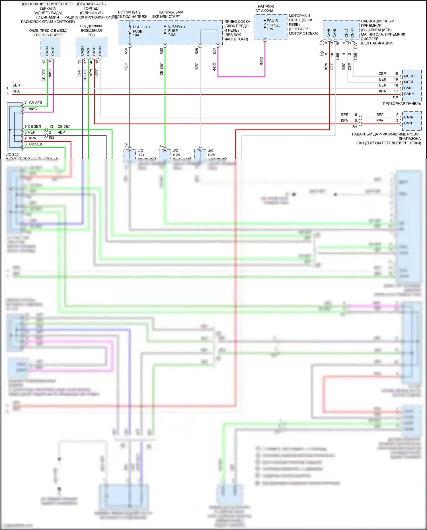 Camry US Market Toyota XV50 рестайлинг (2014-2017): Can шина электросхема, за исключением гибридной (2 из 2) 