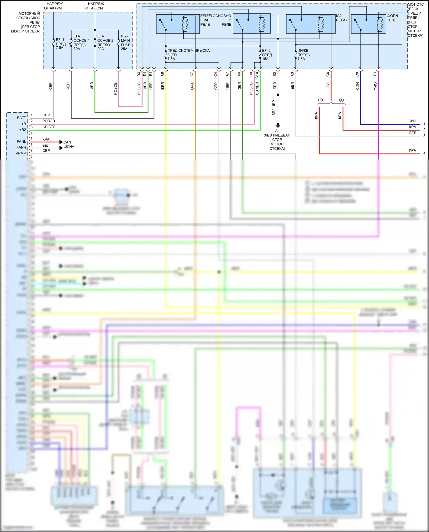 Camry US Market Toyota XV50 рестайлинг (2014-2017): Электросхема двигателя 2.5l (1 из 6) 