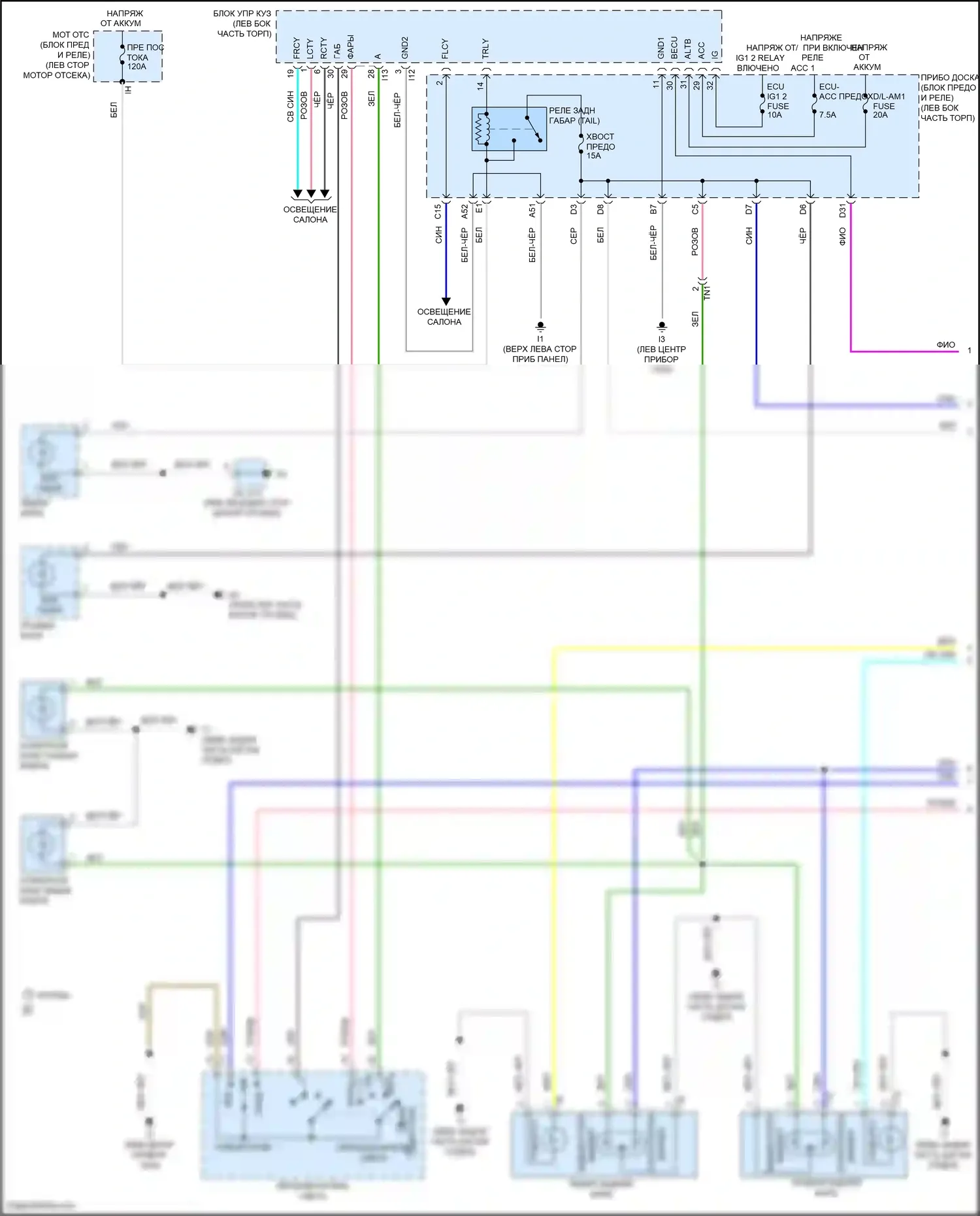 Camry US Market Toyota XV50 рестайлинг (2014-2017): Электросхема фар и фонарей, гибридная (1 из 3) 