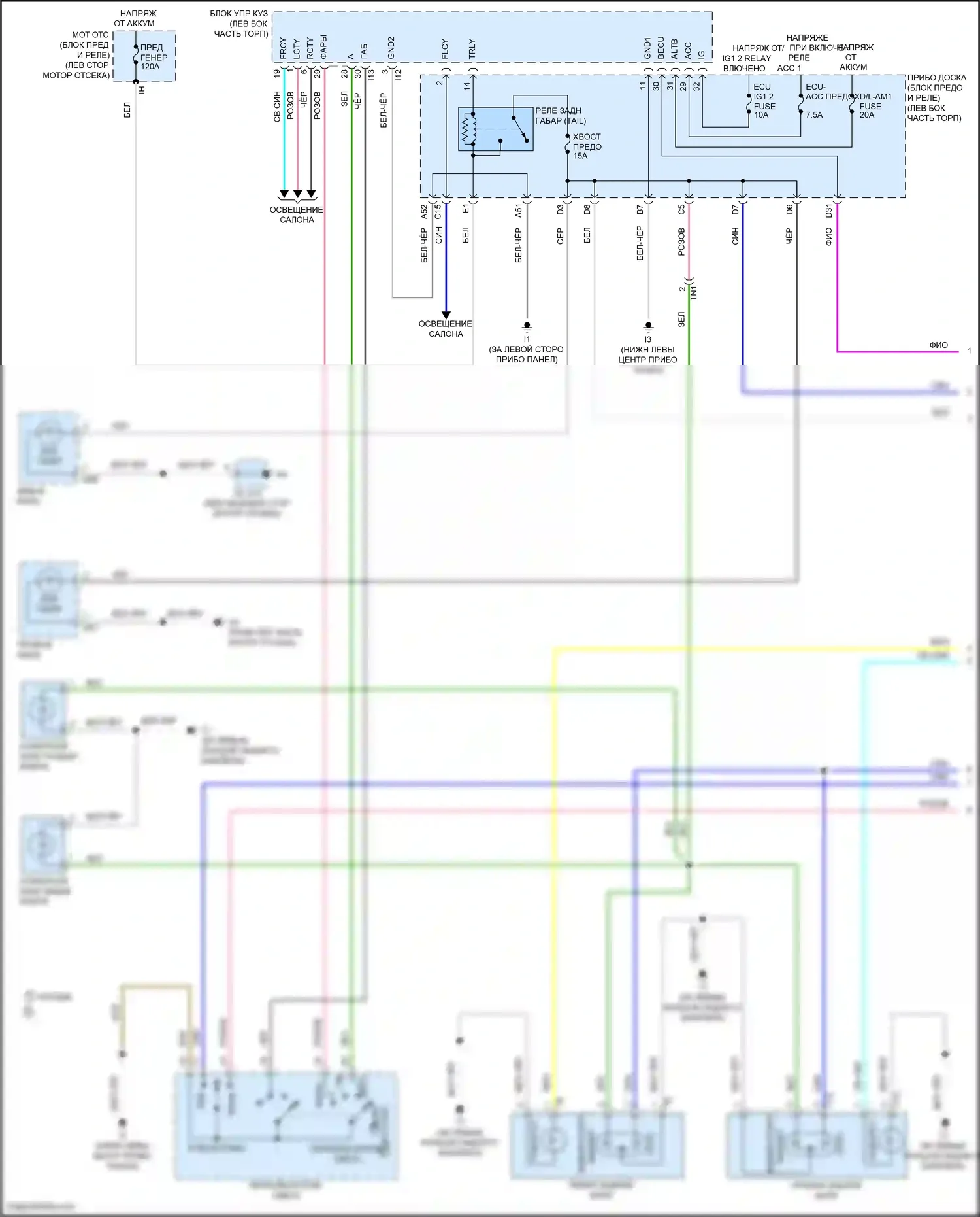 Camry US Market Toyota XV50 рестайлинг (2014-2017): Электросхема фар и фонарей, за исключением гибридных (1 из 3) 