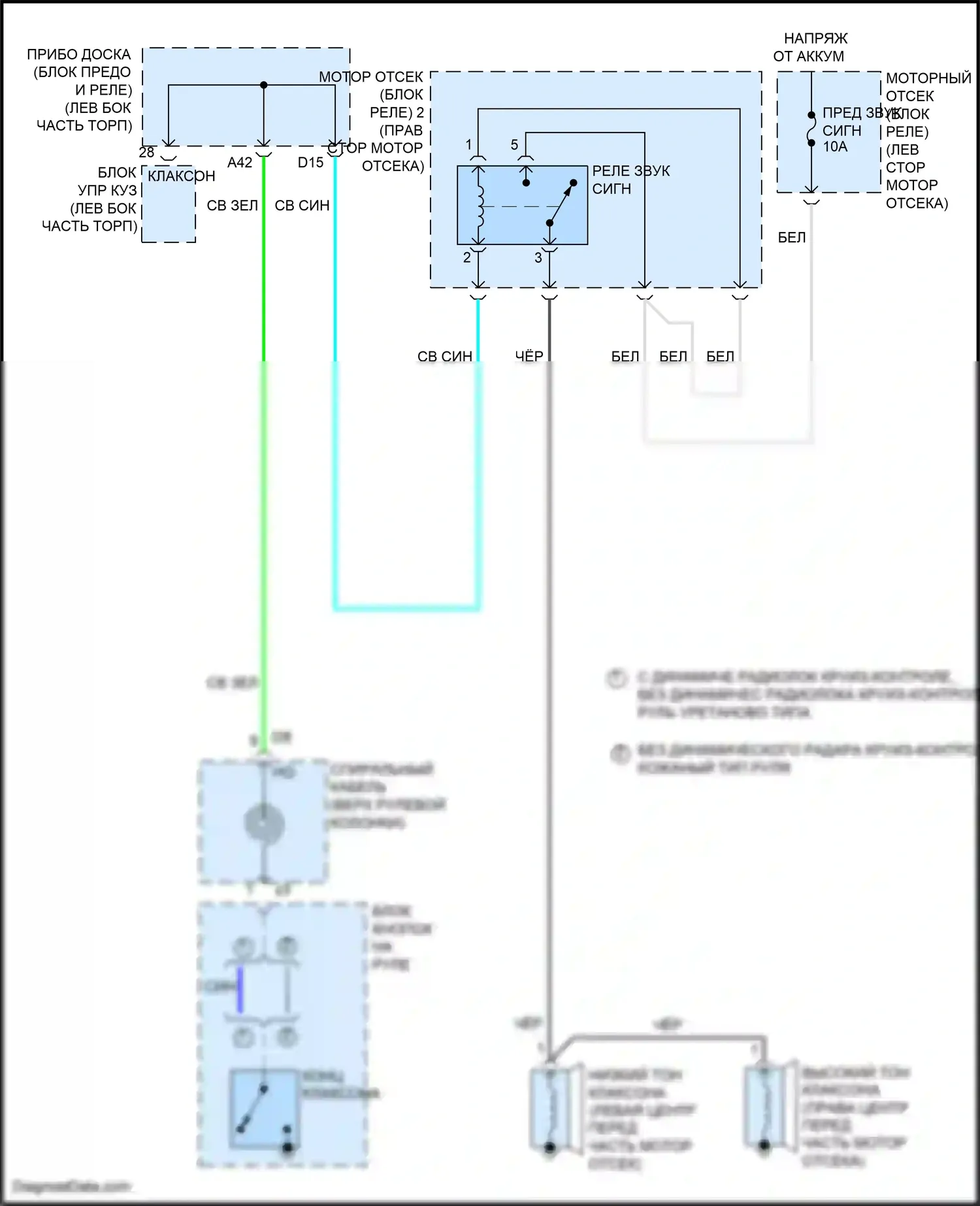 Camry US Market Toyota XV50 рестайлинг (2014-2017): Электросхема клаксона, гибридная 
