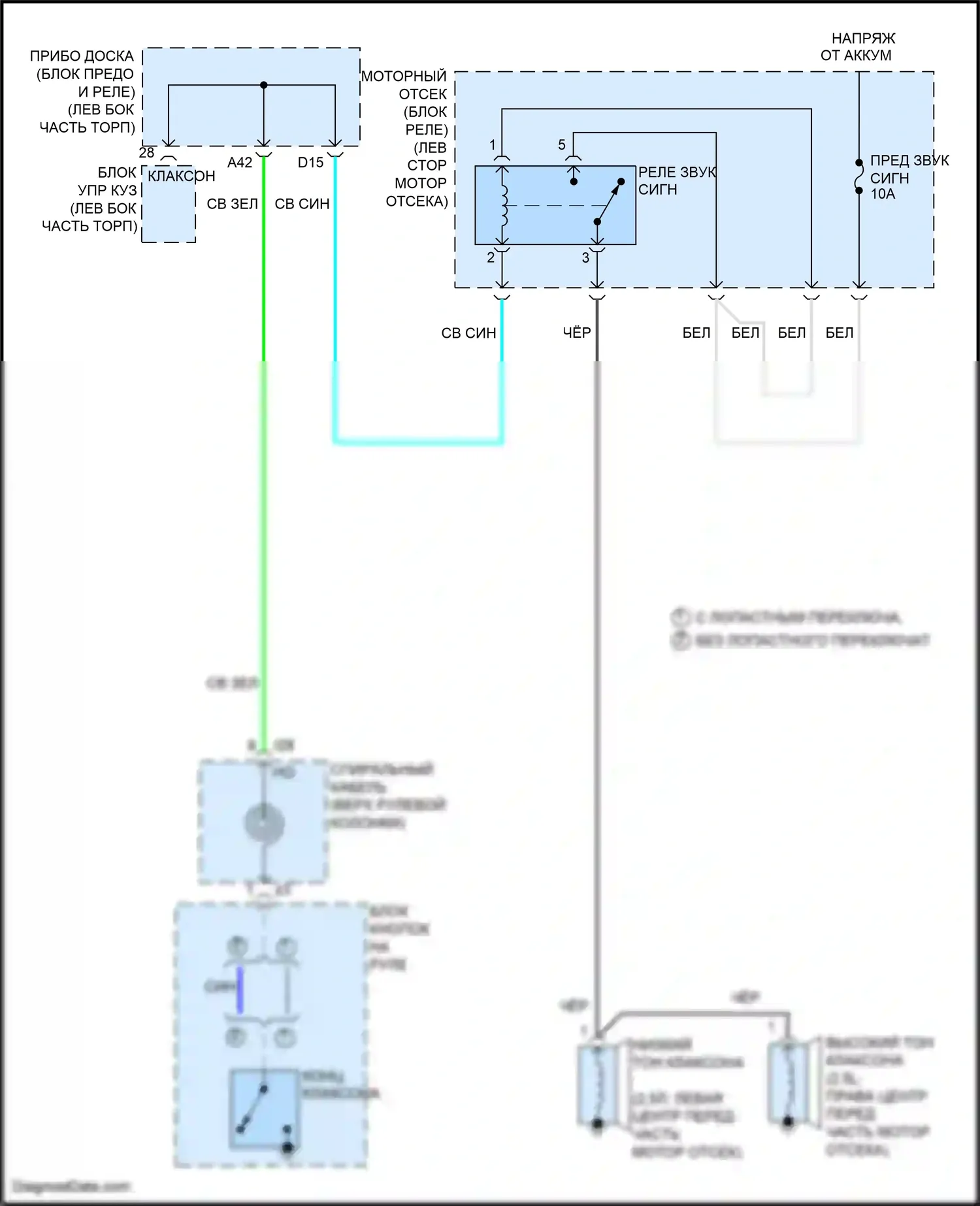 Camry US Market Toyota XV50 рестайлинг (2014-2017): Электросхема клаксона, кроме гибридной 