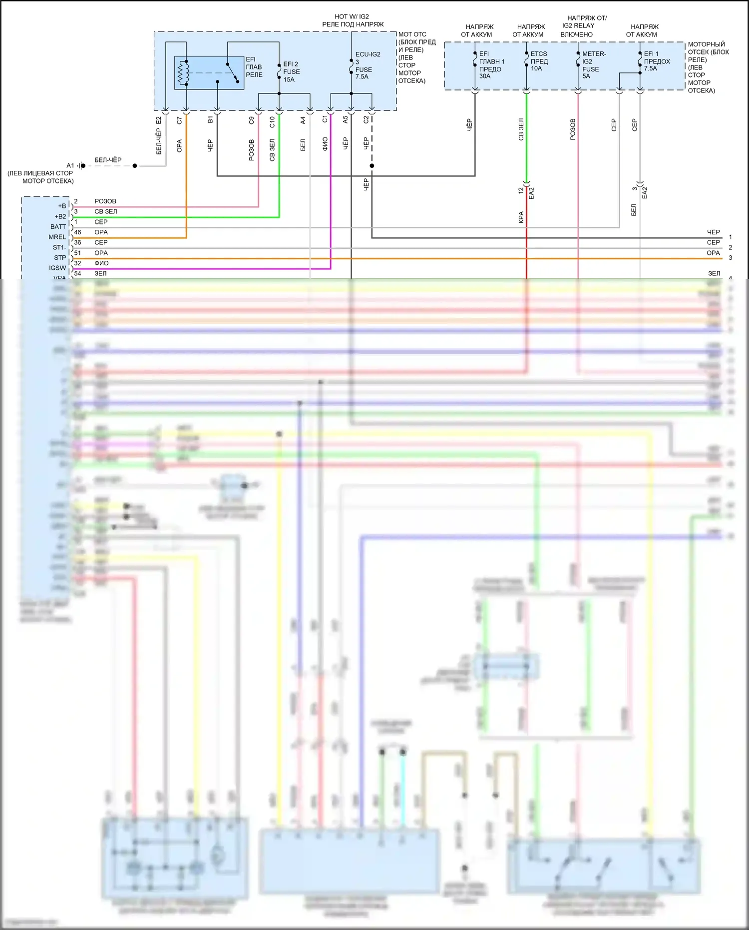 Camry US Market Toyota XV50 рестайлинг (2014-2017): 3.5l, электросхема соединений коробки передач (1 из 3) 
