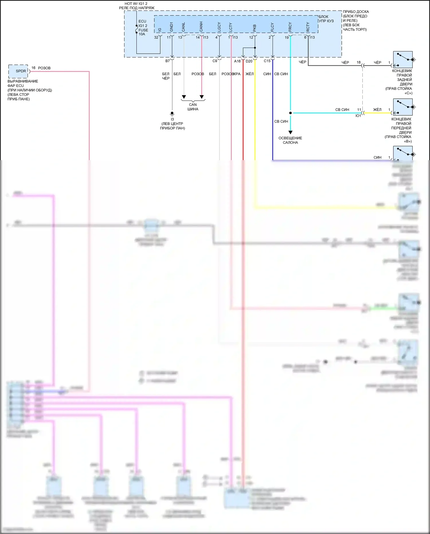 Camry US Market Toyota XV50 рестайлинг (2014-2017): Электросхема приборной панели, гибридная (2 из 2) 