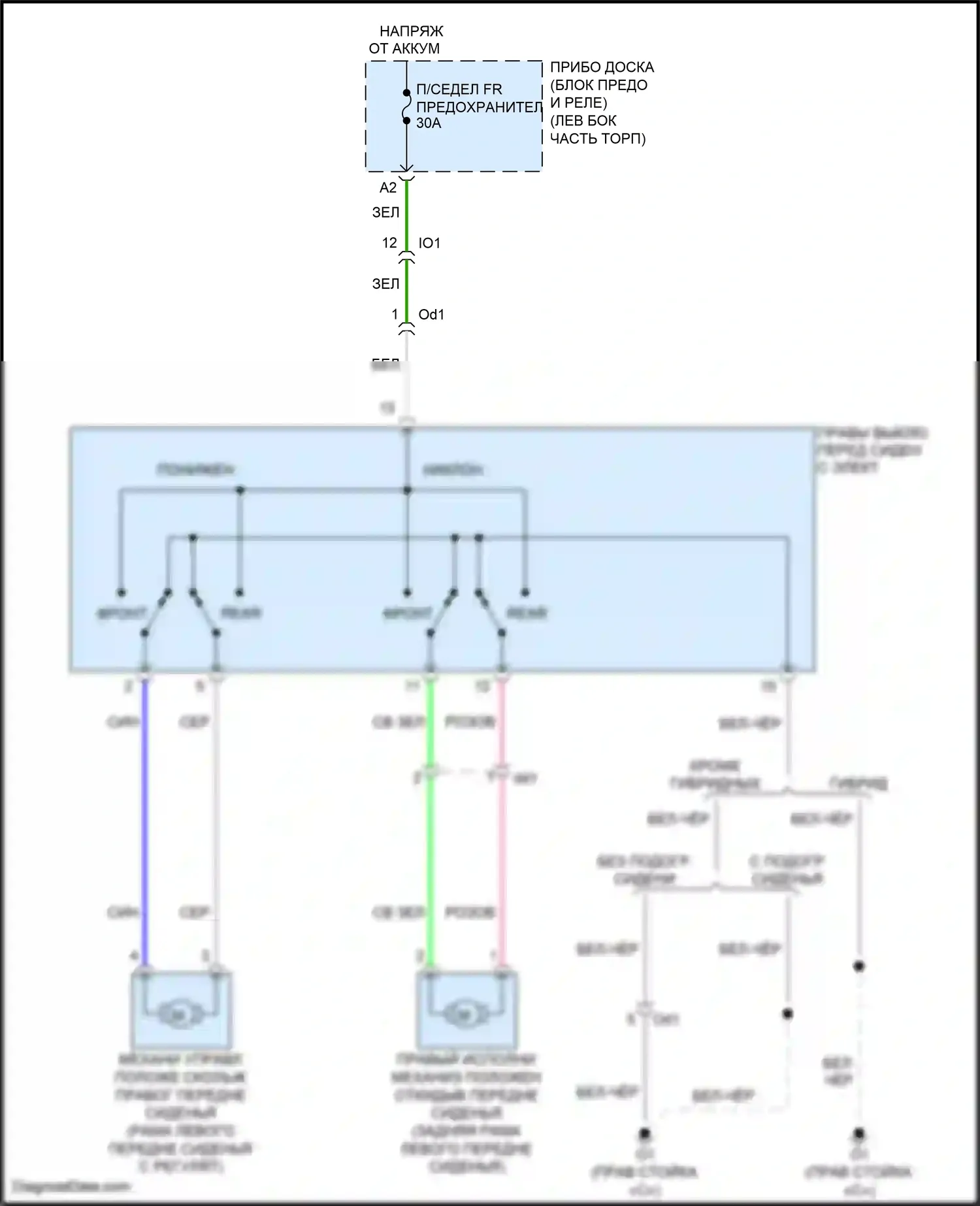 Camry US Market Toyota XV50 рестайлинг (2014-2017): Электросхема сиденья питания для пассажиров, tmmk made 