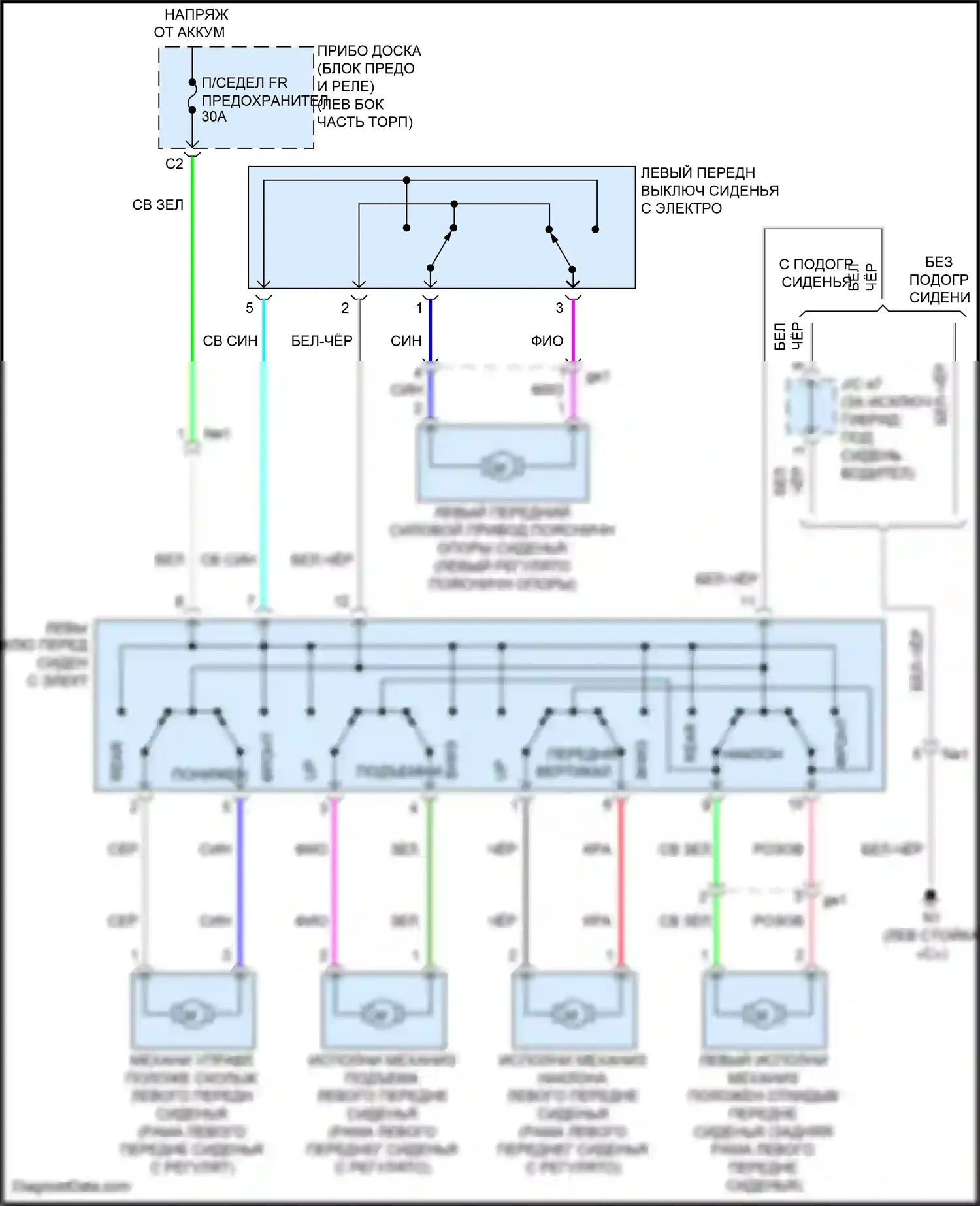 Camry US Market Toyota XV50 рестайлинг (2014-2017): Питание водительского сиденья электросхема, выполненная 