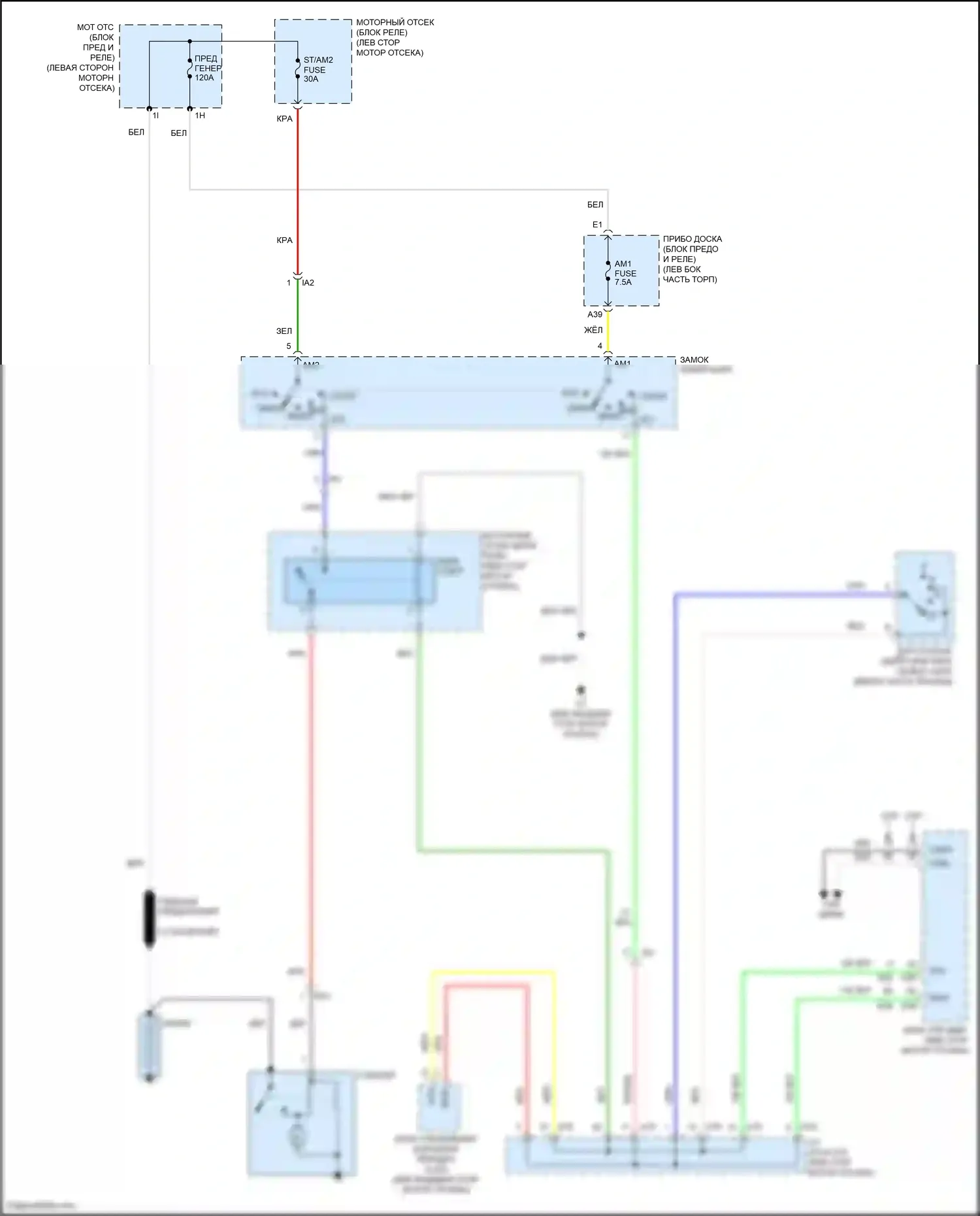 Camry US Market Toyota XV50 рестайлинг (2014-2017): Электросхема стартера, без смарт-ключа 