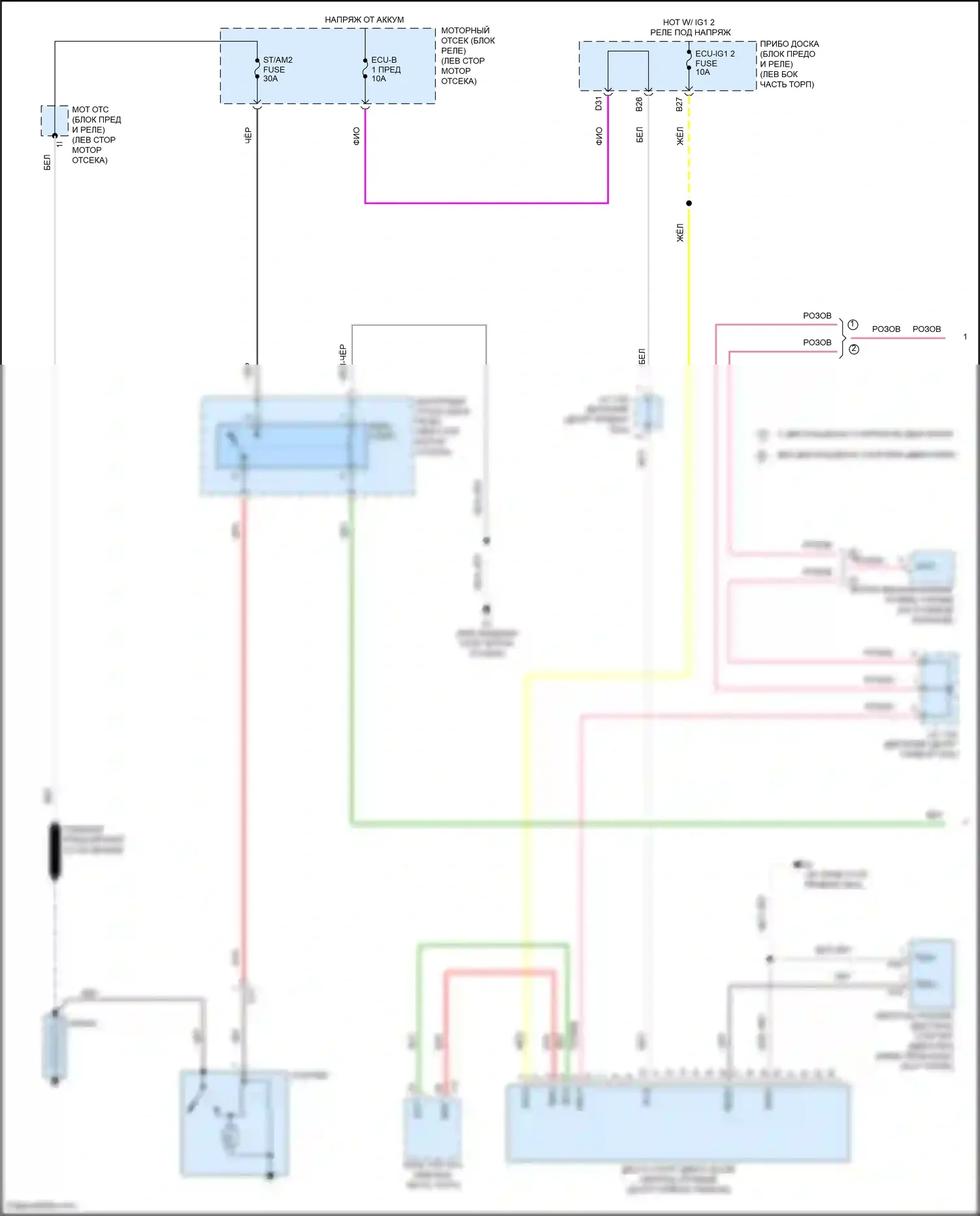 Camry US Market Toyota XV50 рестайлинг (2014-2017): Электросхема стартера, с системой интеллектуальных ключей (1 из 2) 