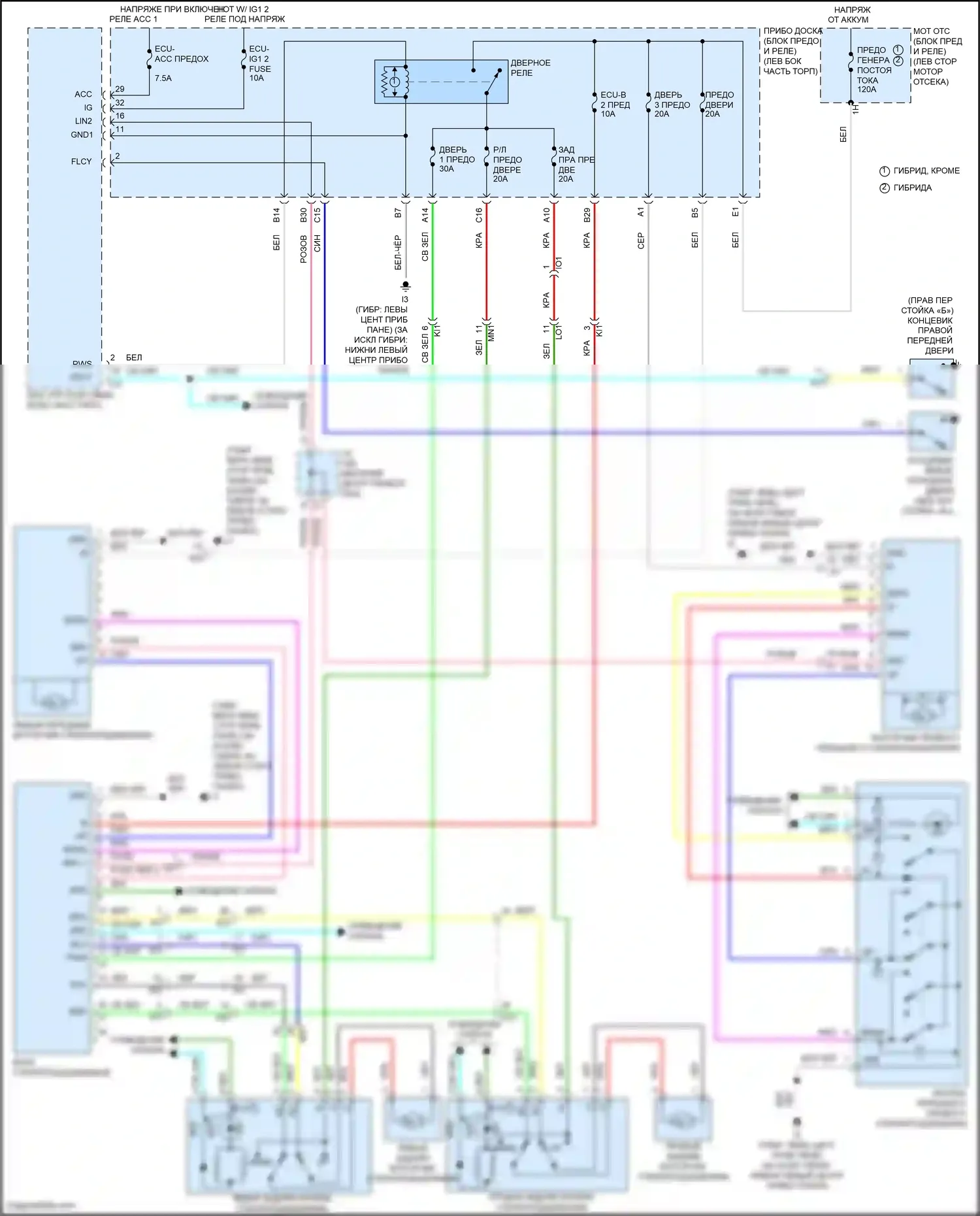 Camry US Market Toyota XV50 рестайлинг (2014-2017): Стеклоподъемники электросхема 