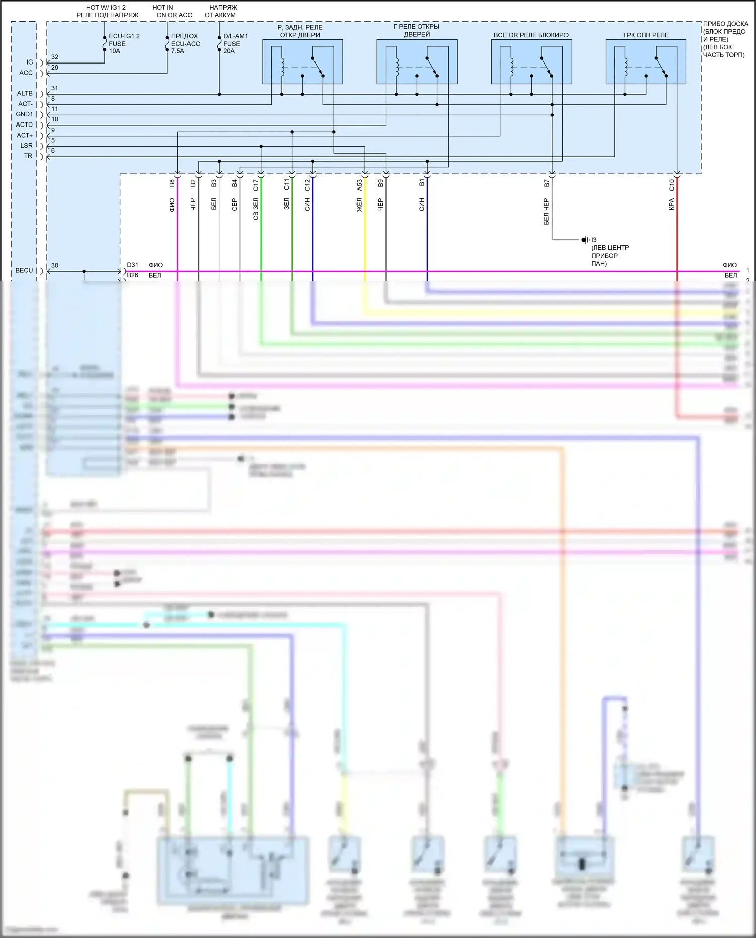 Camry US Market Toyota XV50 рестайлинг (2014-2017): Электросхема центрального замка, гибридная (1 из 4) 