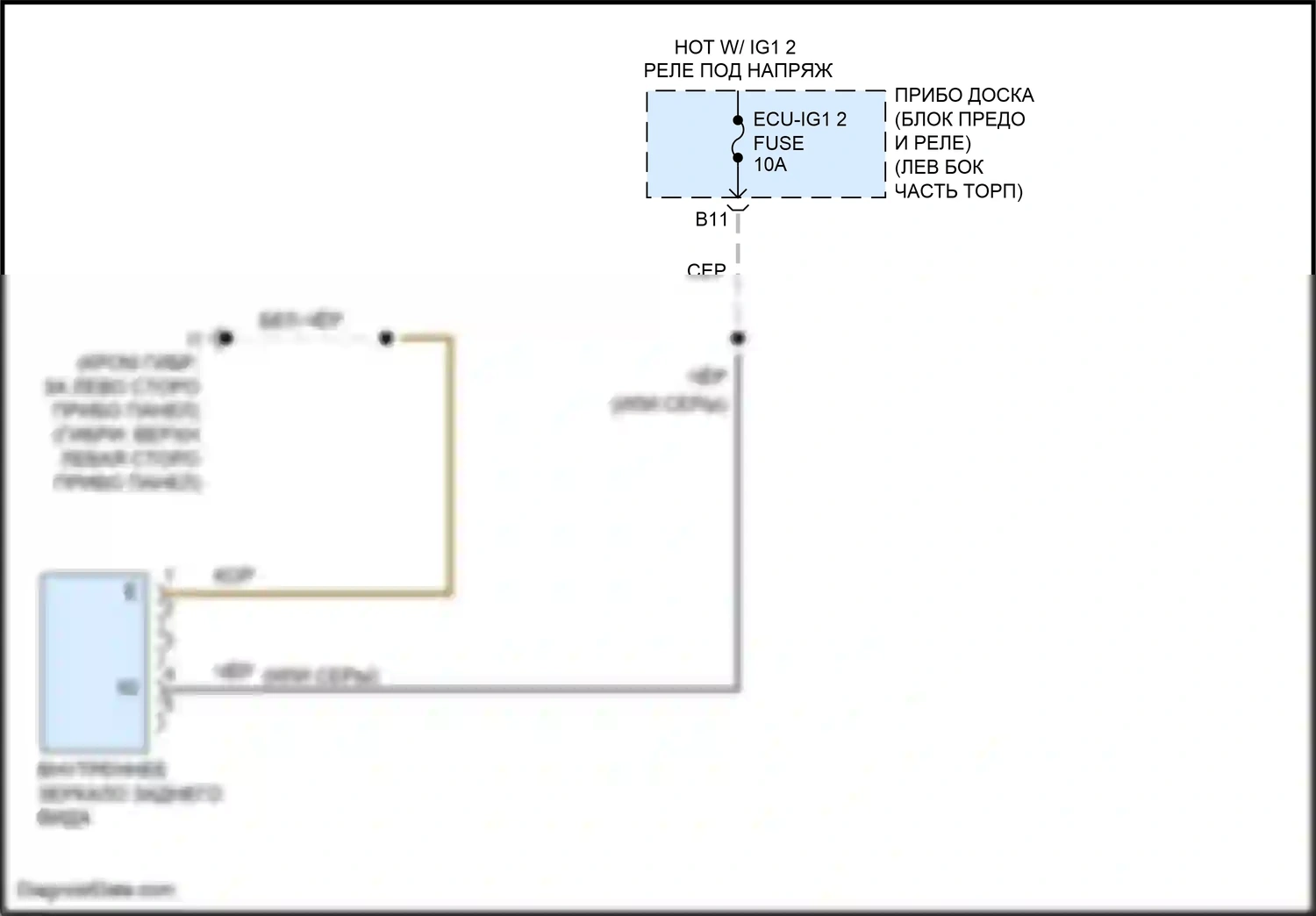 Camry US Market Toyota XV50 рестайлинг (2014-2017): Электросхема электрохромного зеркала с предупреждением о выезде с полосы движения 