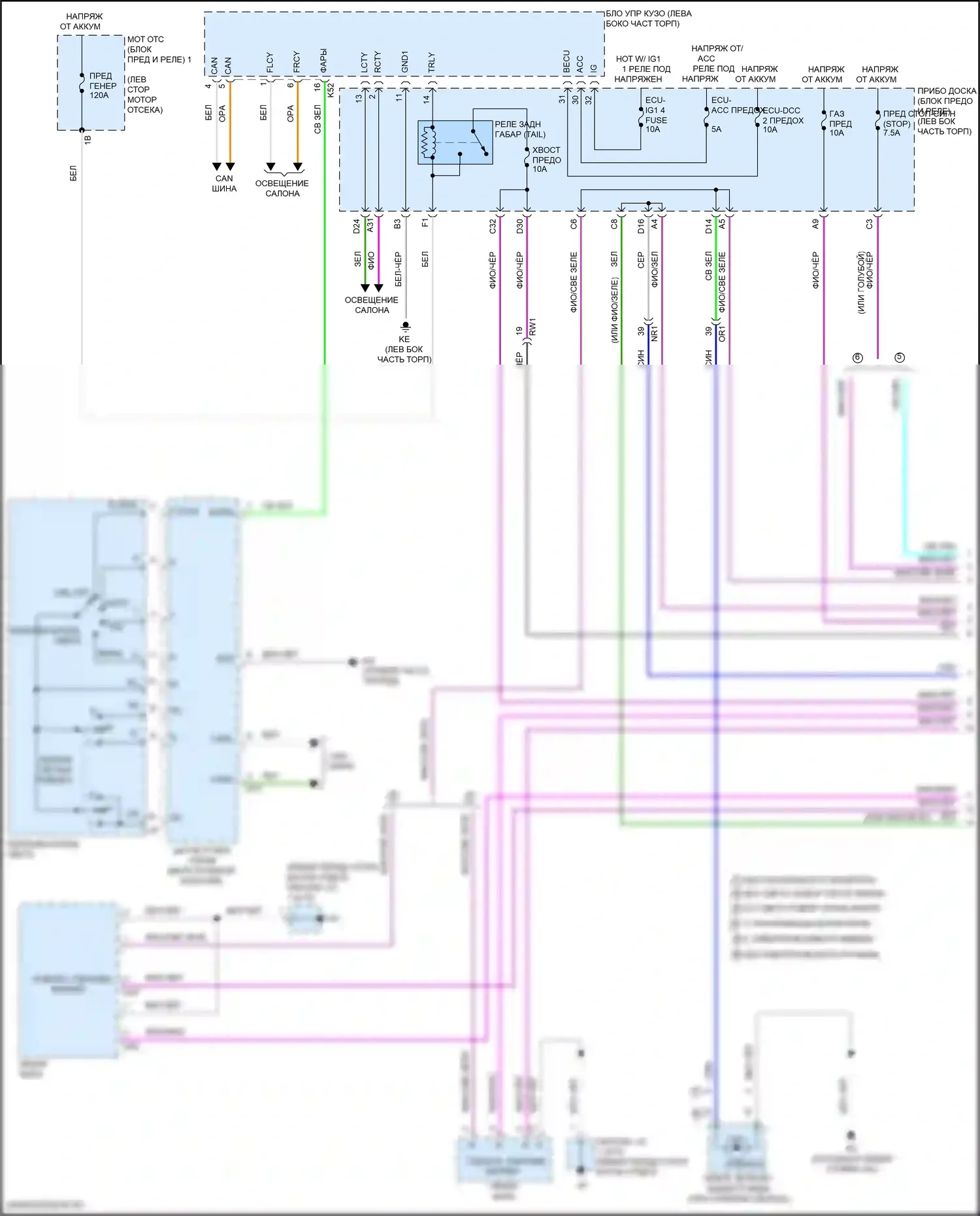 Camry US Market Toyota XV70 рестайлинг (2020-2024): Электросхема фар и фонарей, за исключением гибридных (1 из 3) 