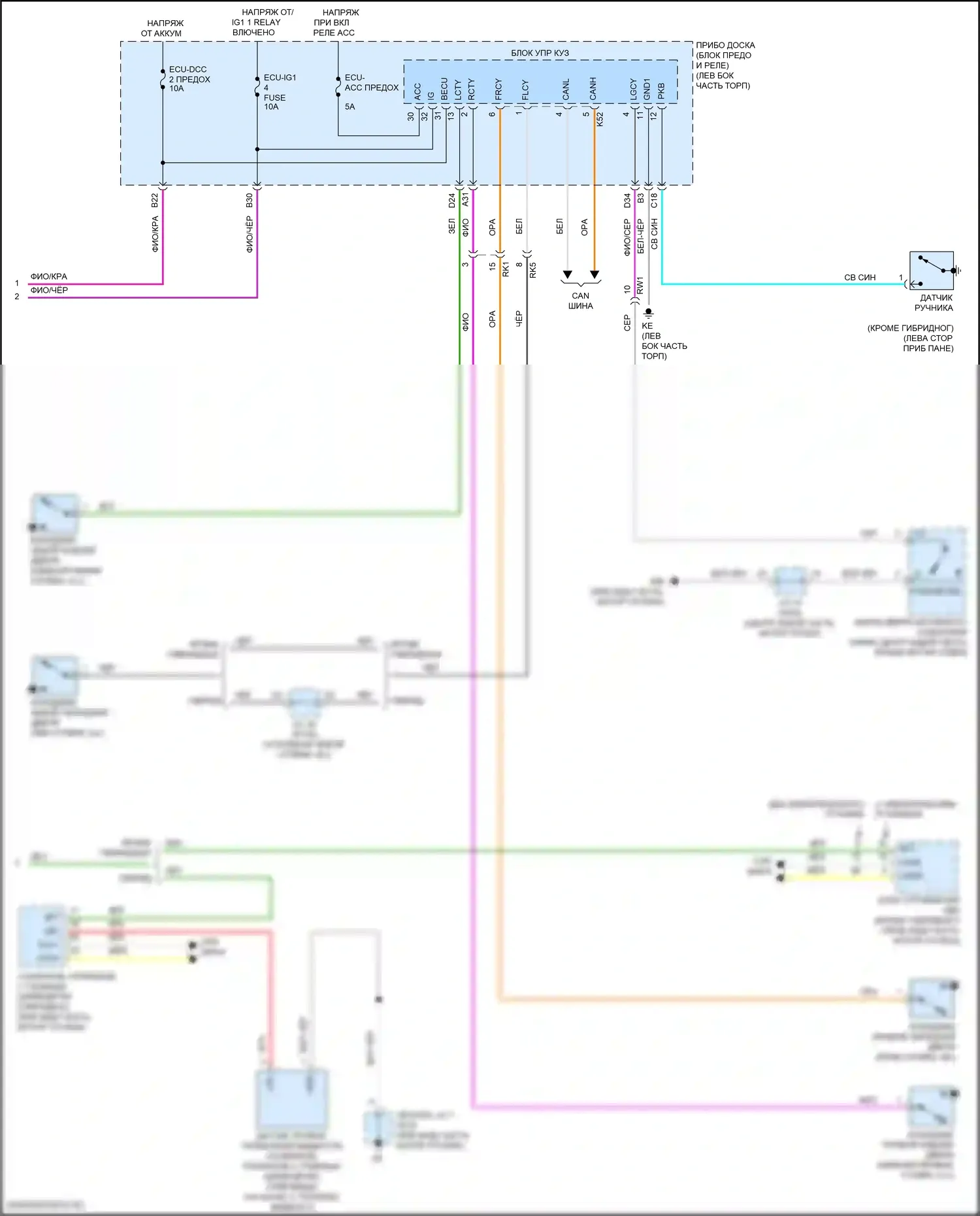 Camry US Market Toyota XV70 рестайлинг (2020-2024): Электросхема приборной панели (3 из 3) 