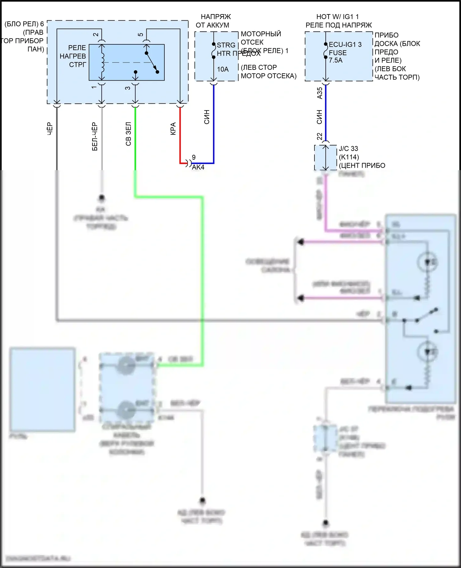 Camry US Market Toyota XV70 рестайлинг (2020-2024): Электросхема рулевого колеса с подогревом 