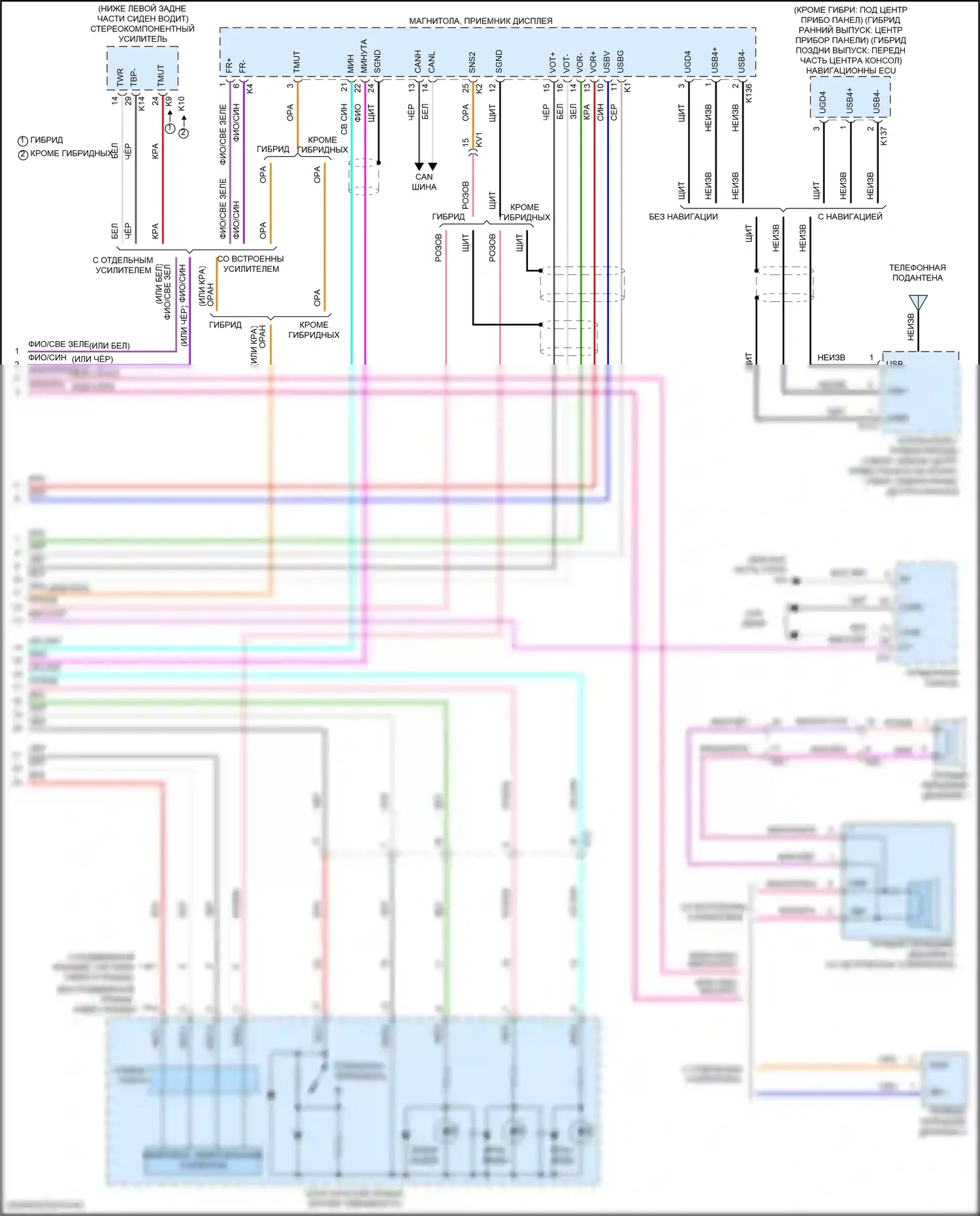 Camry US Market Toyota XV70 рестайлинг (2020-2024): Электросхема телематики (2 из 2) 