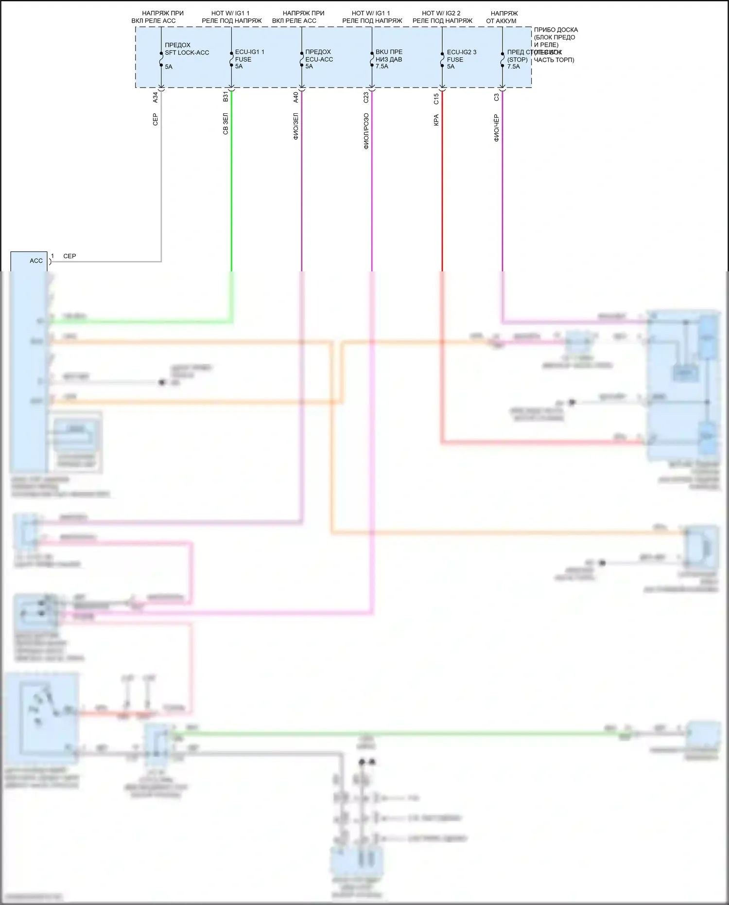 Camry US Market Toyota XV70 (2017-2020): Электросхема блокировки селектора, кроме гибридного без смарт-ключа 