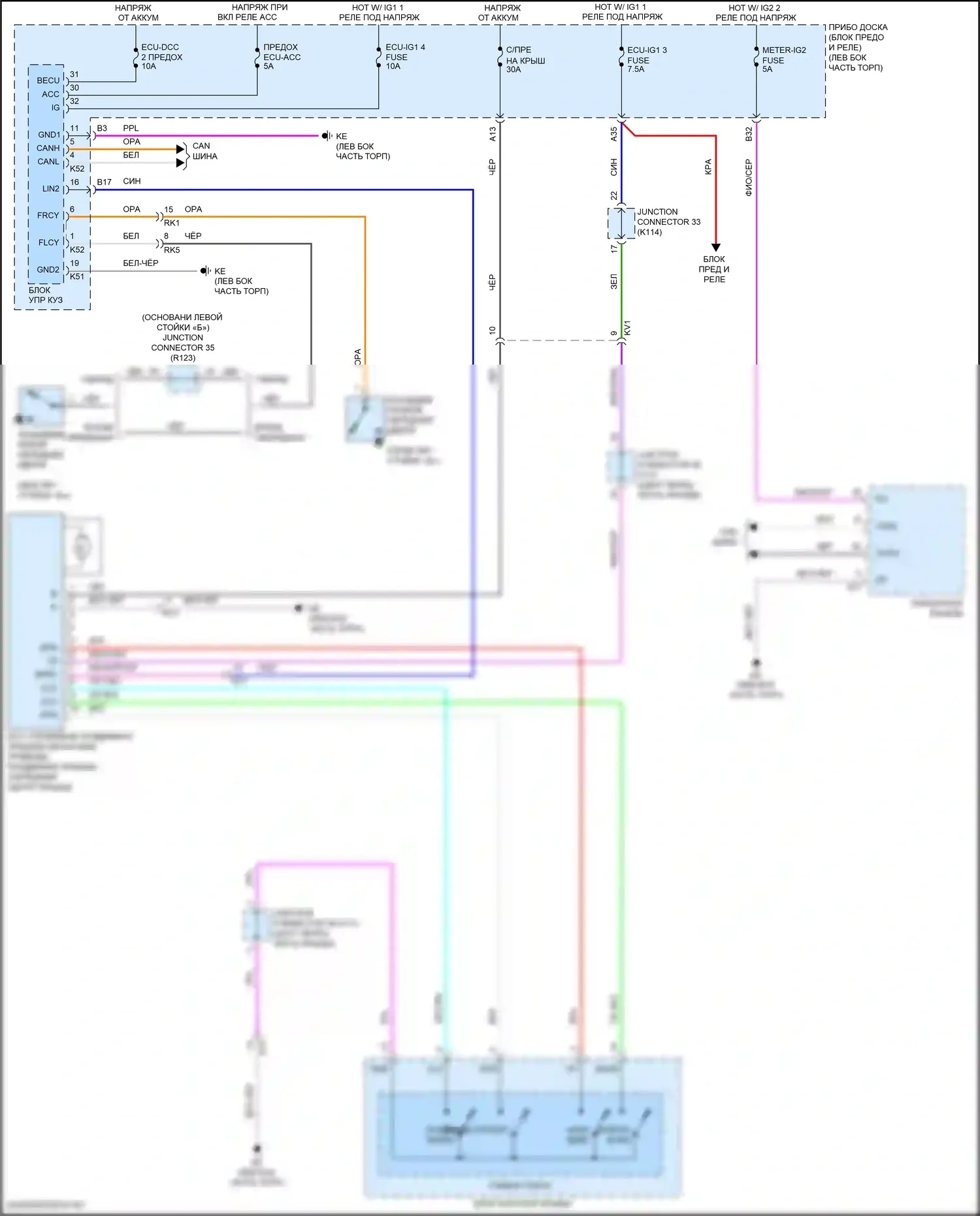 Camry US Market Toyota XV70 (2017-2020): Электросхема люка 