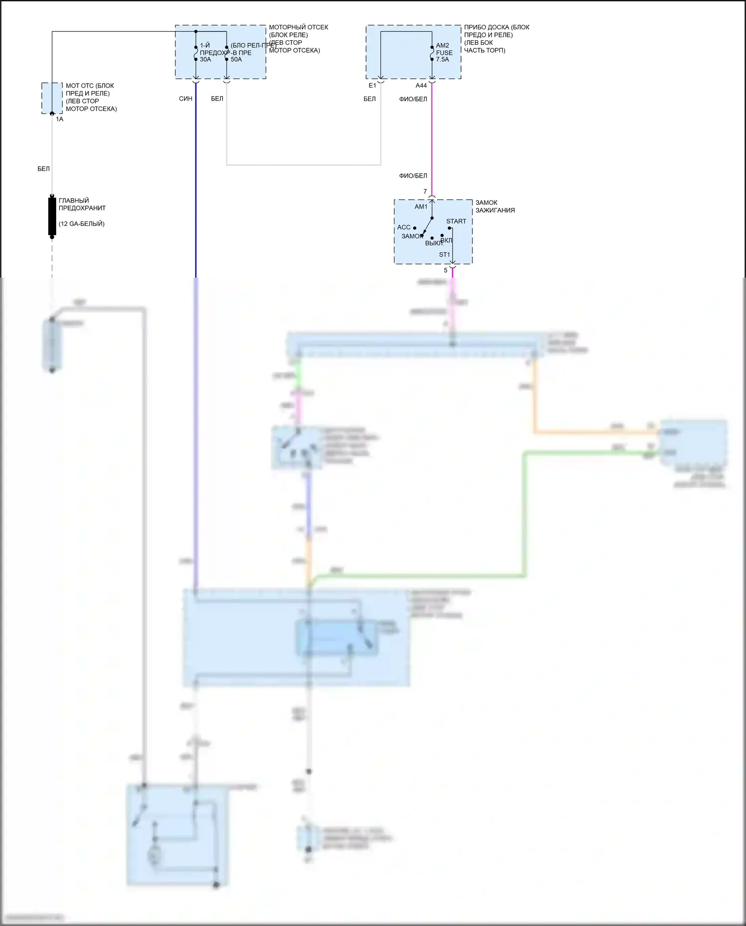 Camry US Market Toyota XV70 (2017-2020): Электросхема стартера, без смарт-ключа 