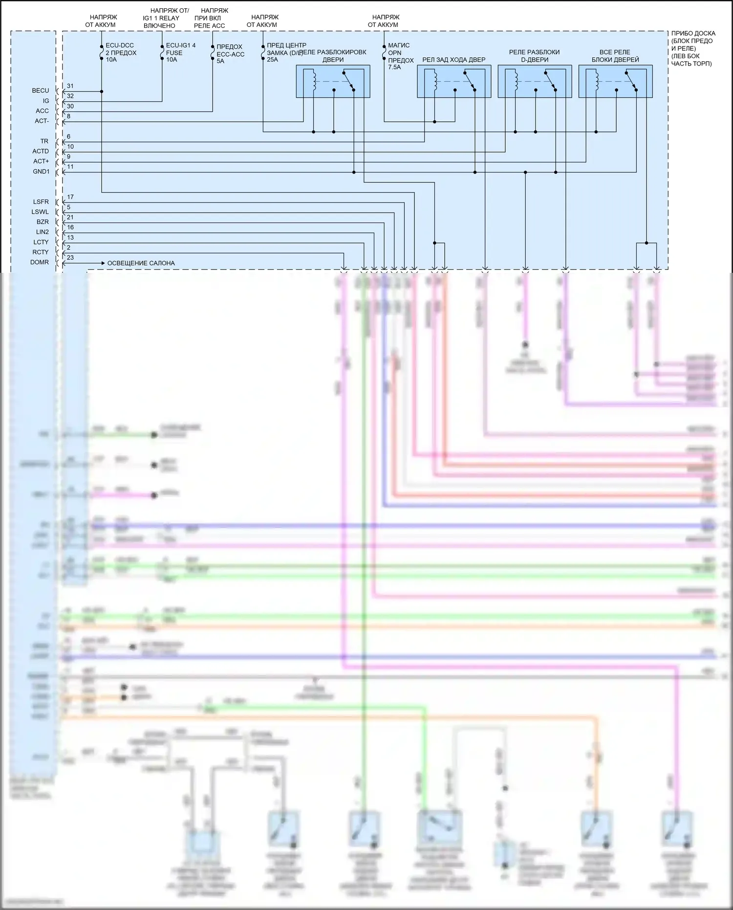 Camry US Market Toyota XV70 (2017-2020): Электросхема центрального замка, гибридная (1 из 4) 