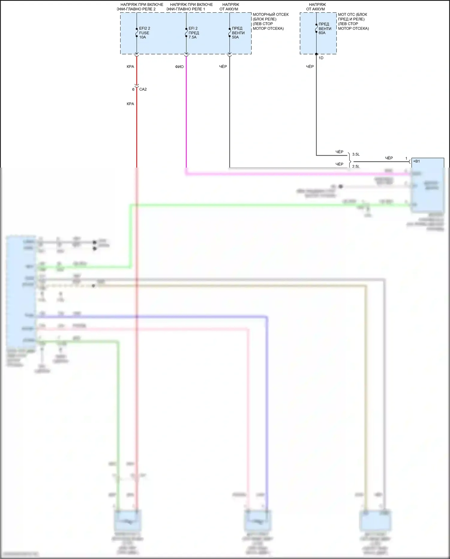 Camry US Market Toyota XV70 (2017-2020): Электросхема вентилятора охлаждения, кроме гибридного 