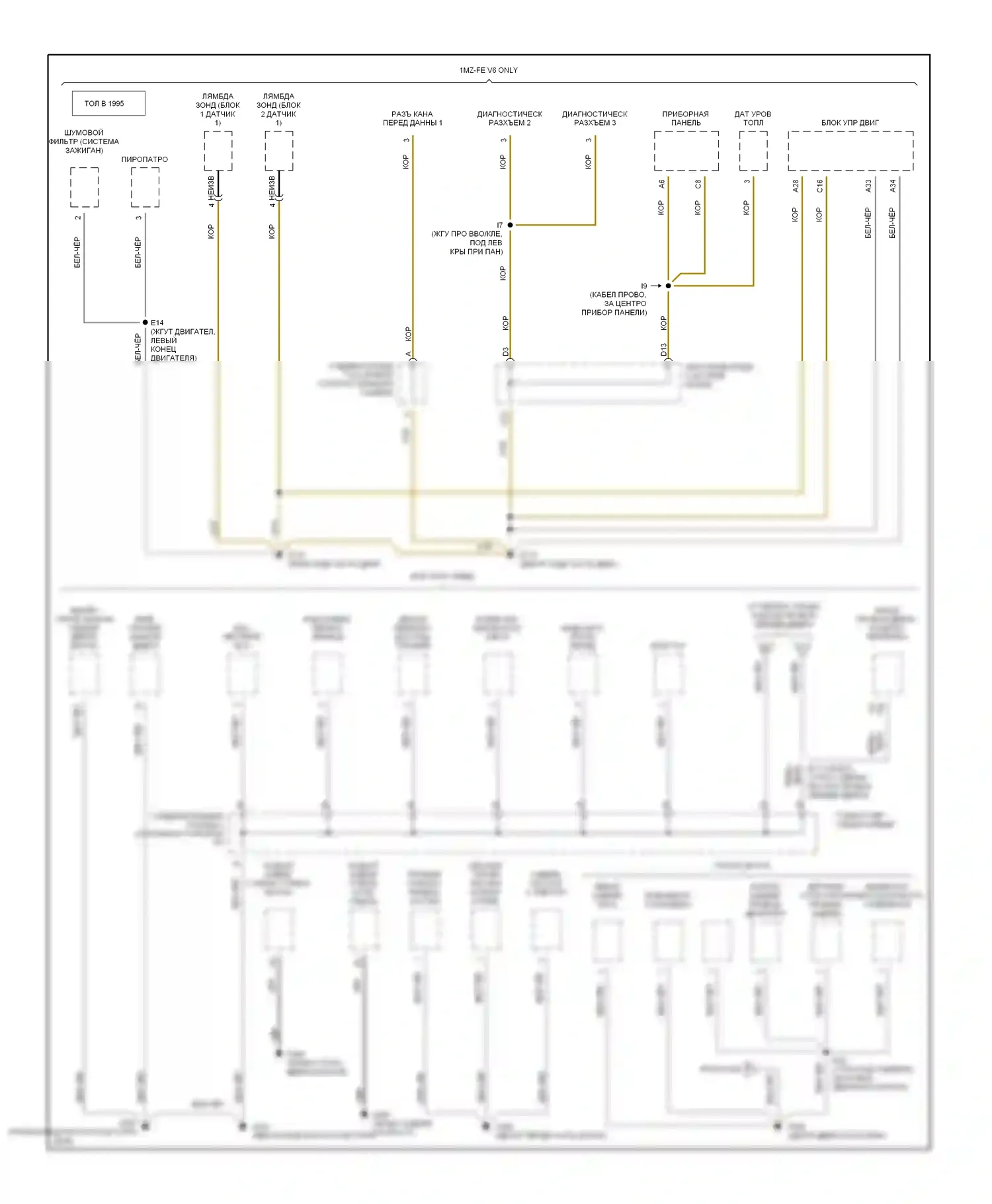 Camry Toyota V40 (1994-1998): Электросхема разводки массы (5 из 6) 