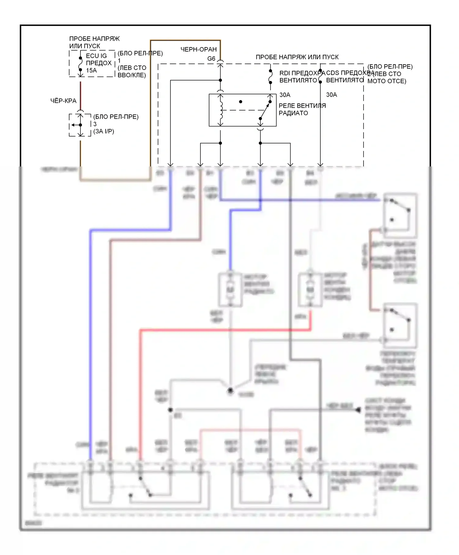 Camry Toyota V40 (1994-1998): 2.2л, электросхема вентилятора охлаждения 