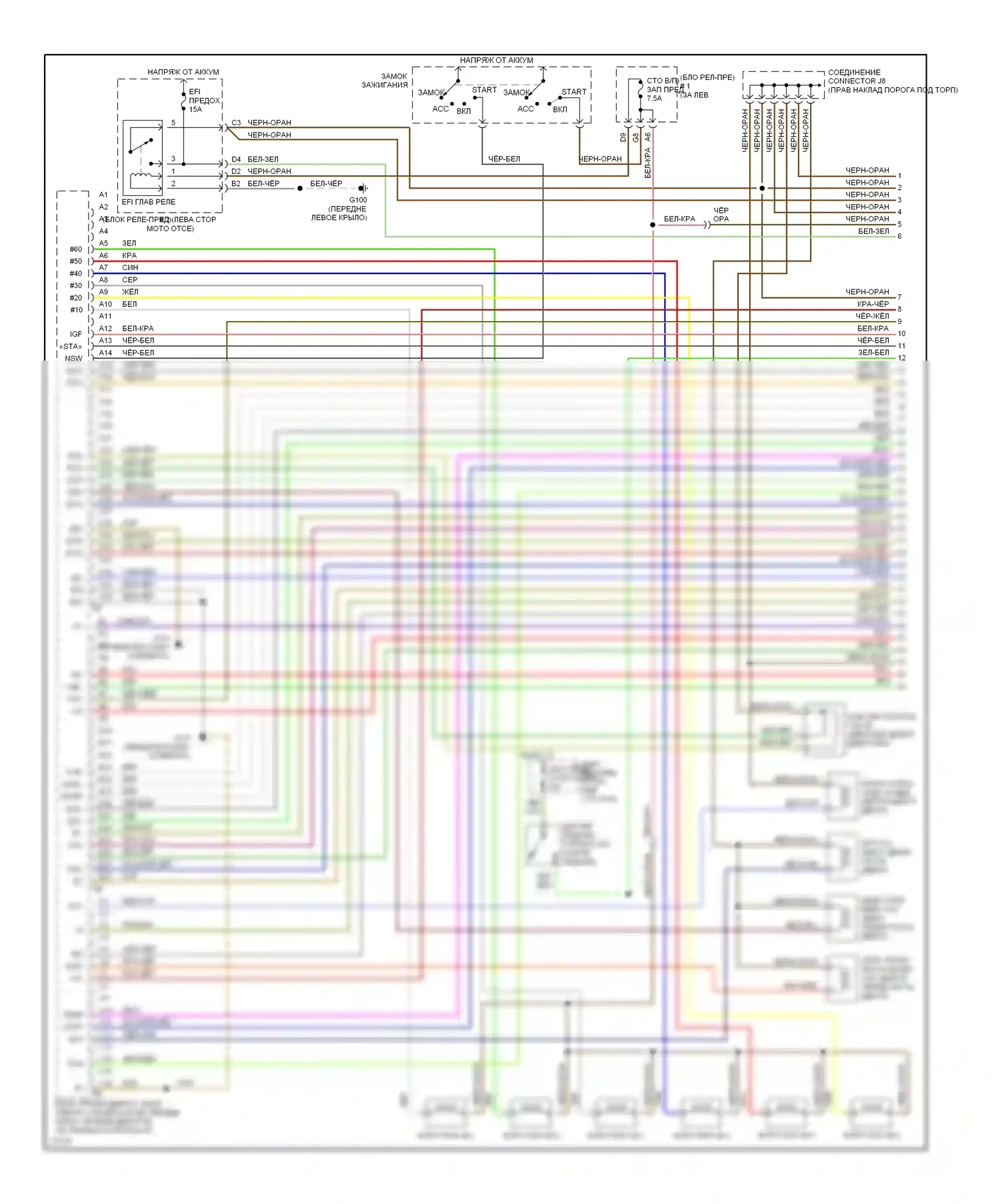 Camry Toyota XV10 (1991-1997): Электросхема двигателя 3.0ls (1 из 2) 