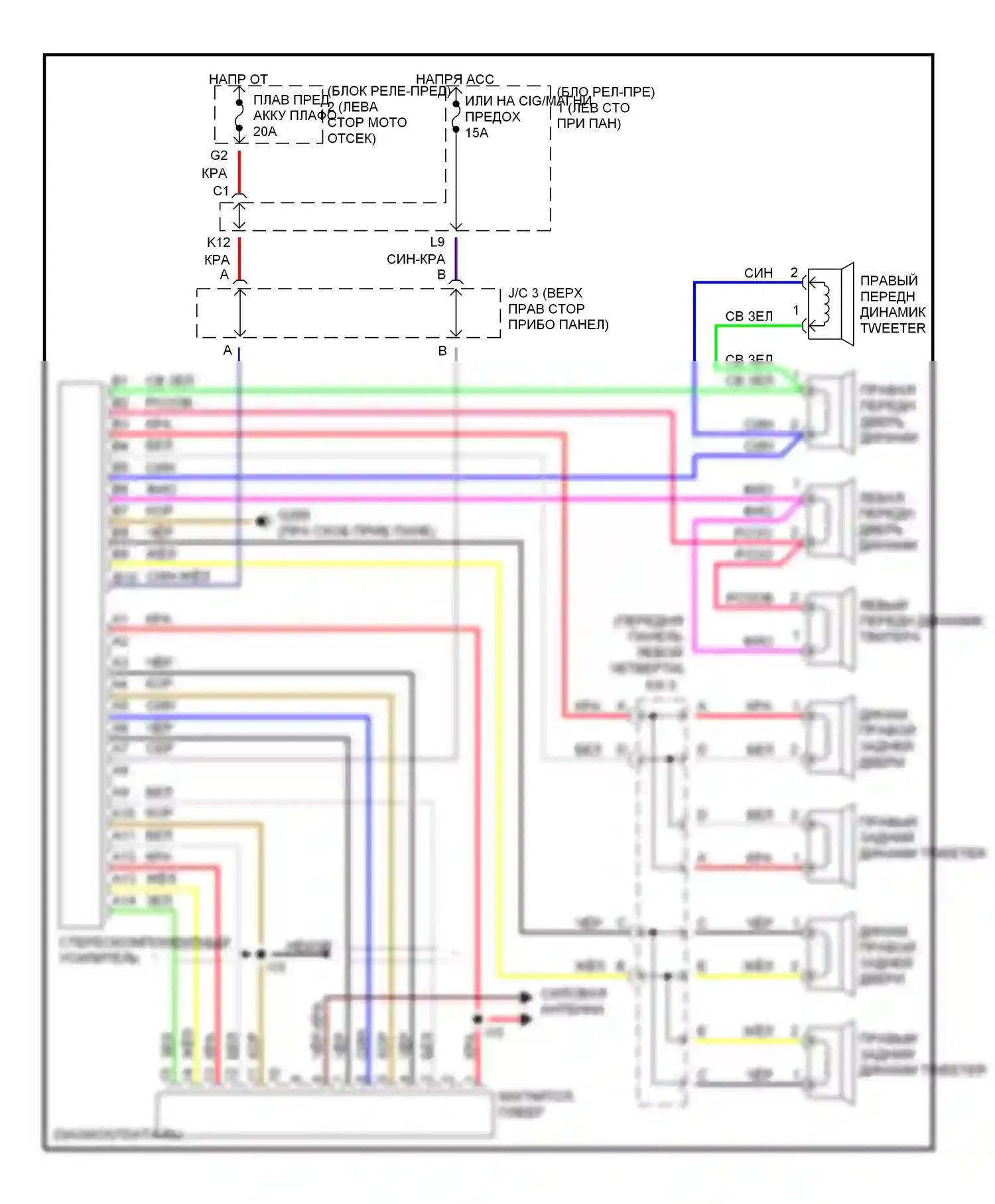 Camry Toyota XV10 (1991-1997): Магнитола электросхем, вагон с отдельным усилителем 