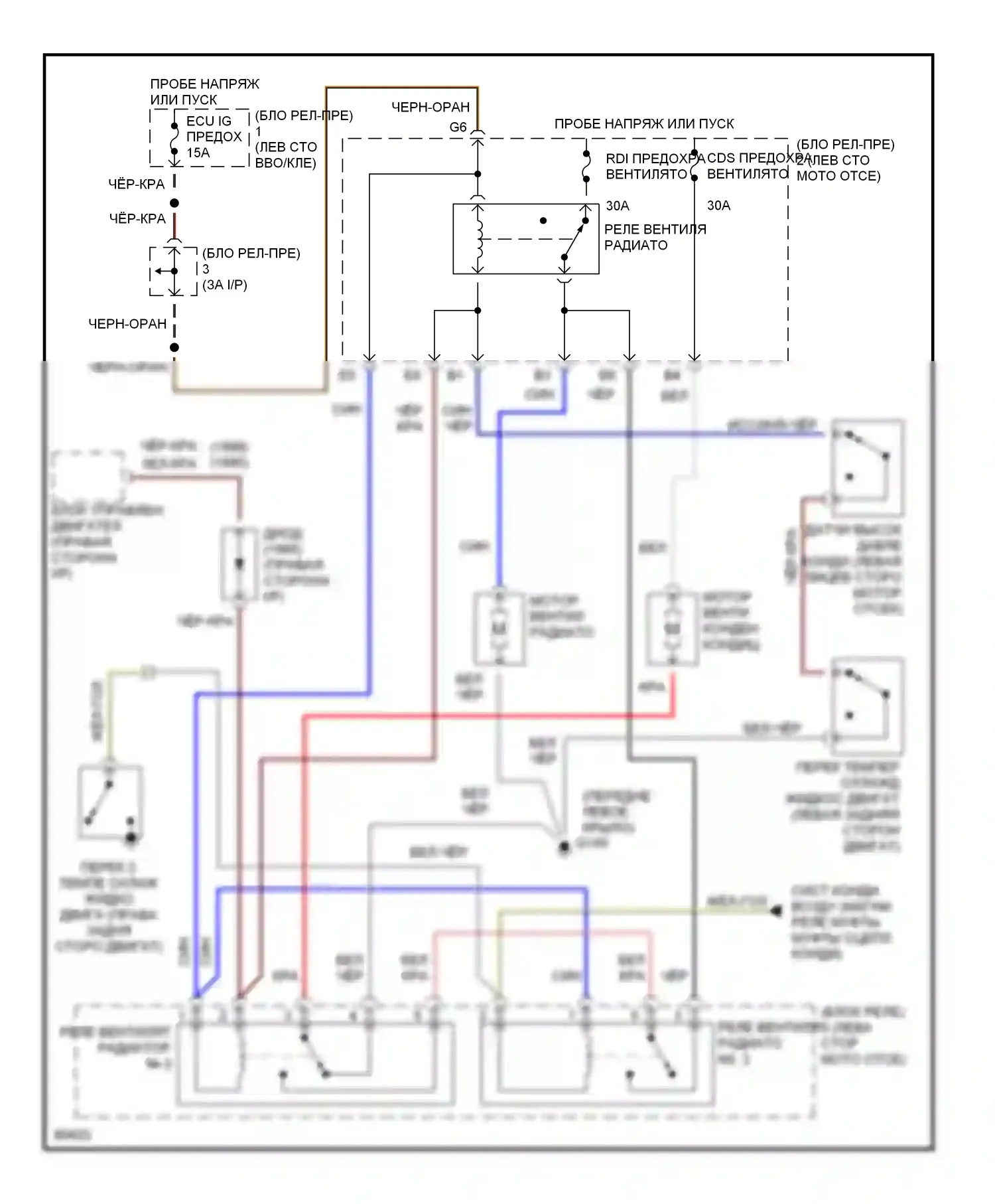 Camry Toyota XV10 (1991-1997): 3,0л, электросхема вентилятора охлаждения 