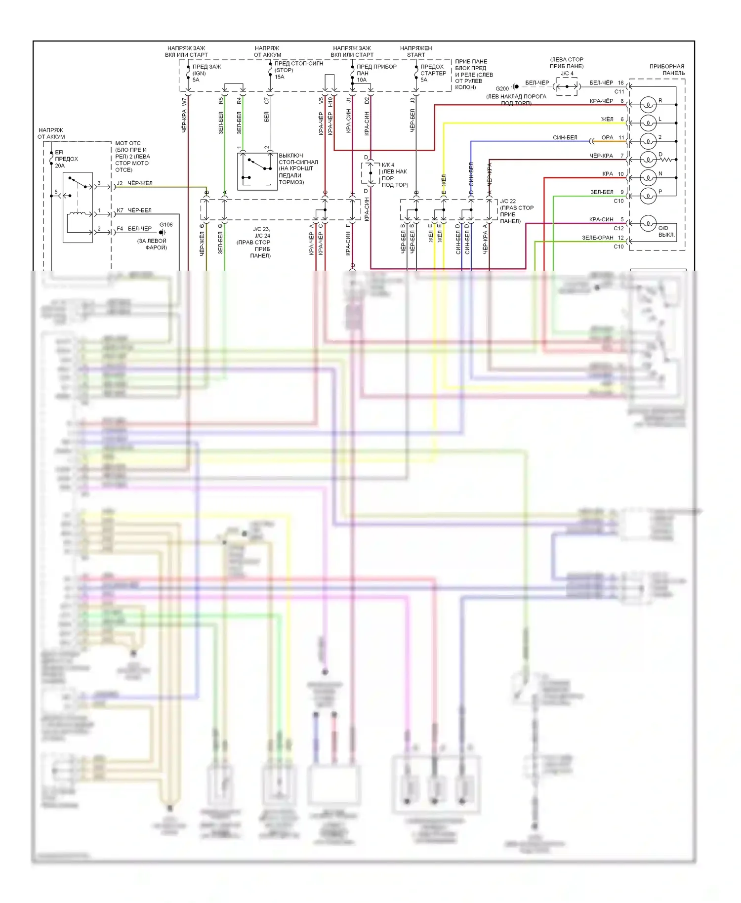 Camry Toyota XV20 (1994-2002): 2,2л cng, электросхема автоматической коробки передач 