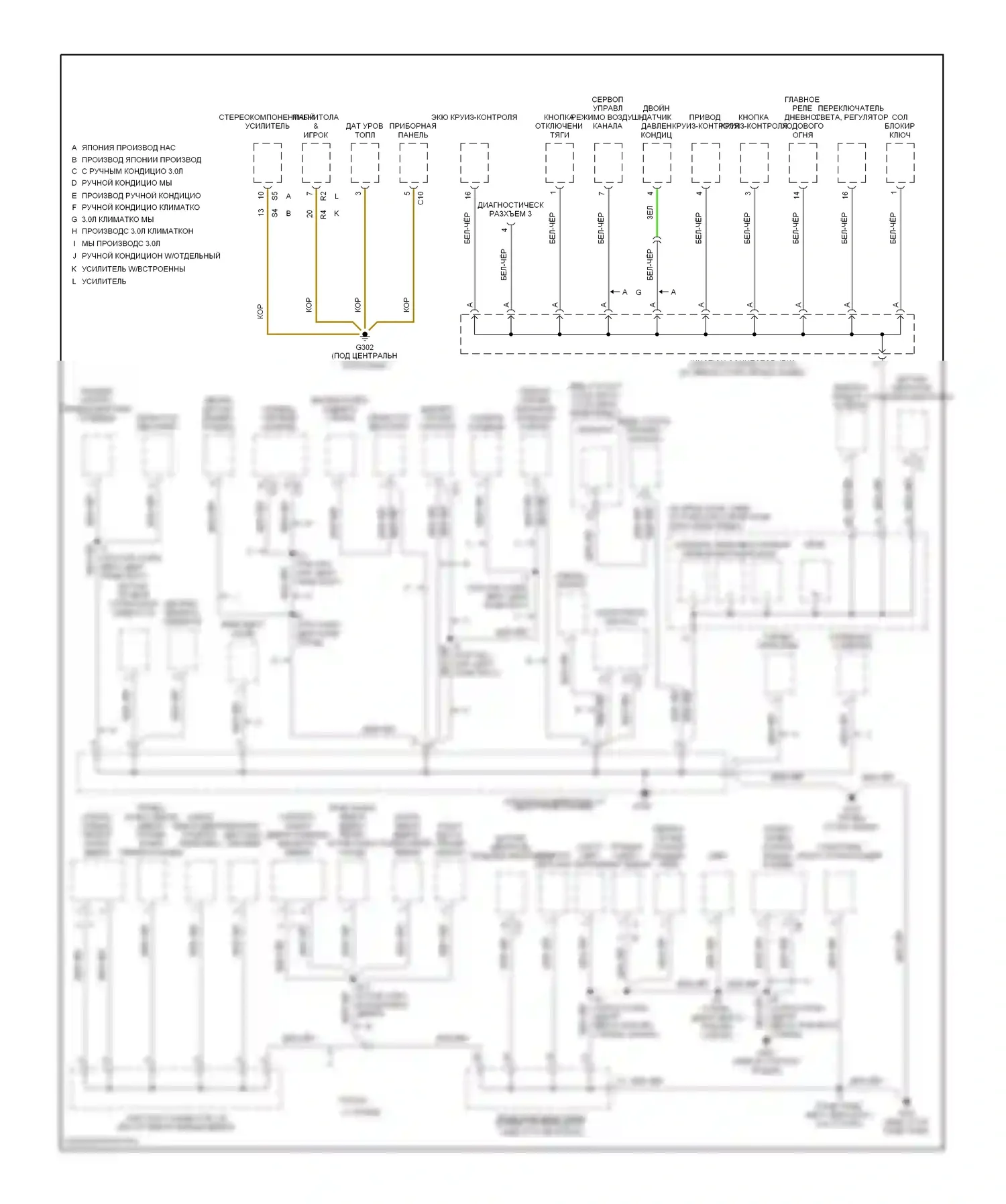 Camry Toyota XV20 (1994-2002): 3.0l, электросхема разводки массы (2 из 3) 