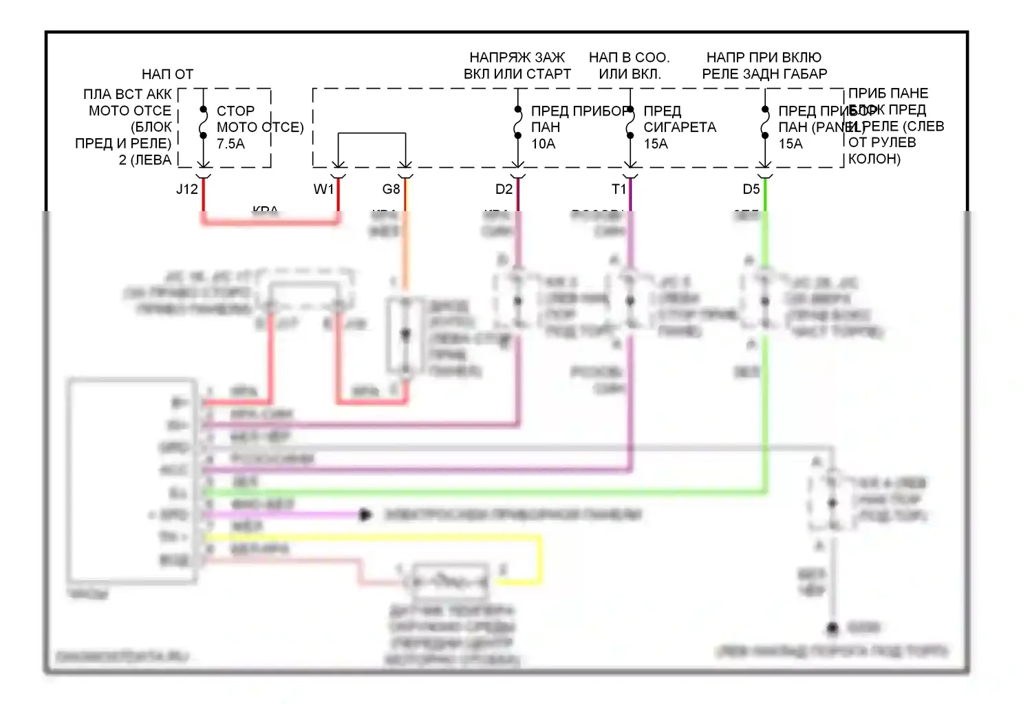 Camry Toyota XV20 (1994-2002): 2.2l cng, электросхема часов 