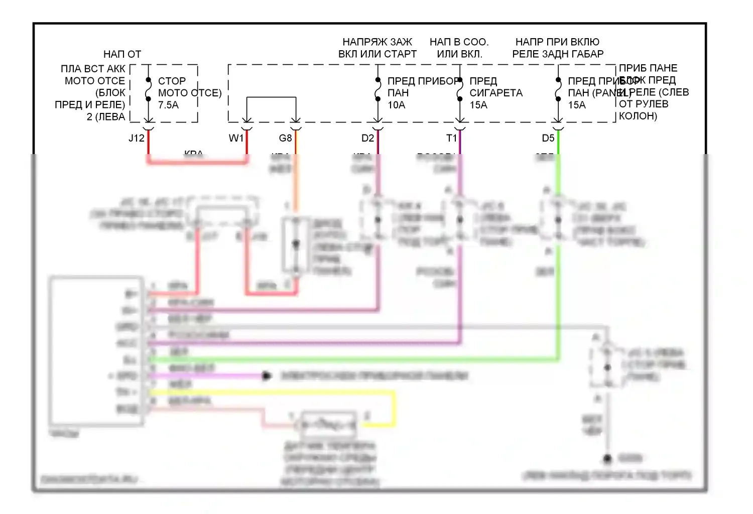 Camry Toyota XV20 (1994-2002): 2.2л, электросхема часов, ручной кондиционер 