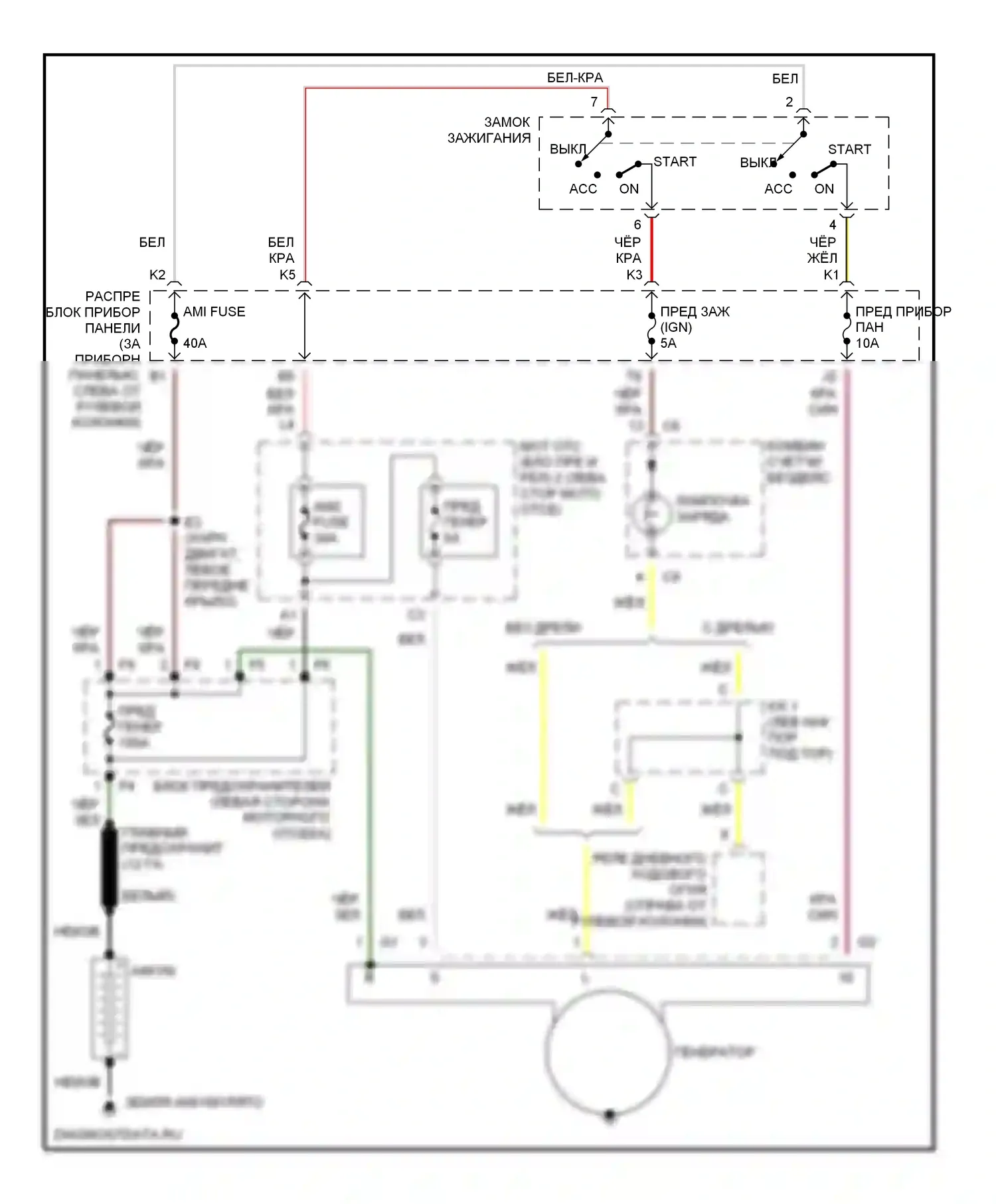 Camry Toyota XV20 (1994-2002): 3,0л, электросхема генератора 
