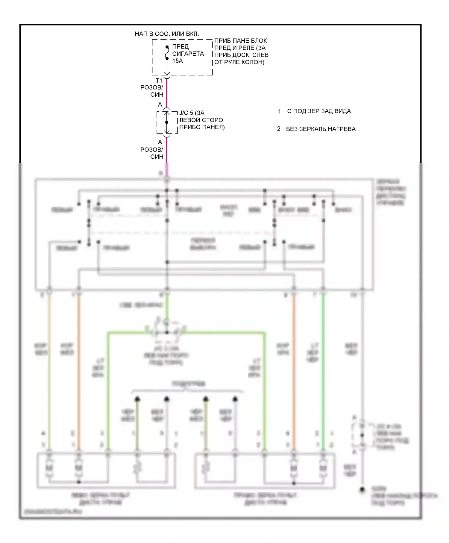 Camry Toyota XV20 (1994-2002): 2.2l cng, электросхема силового зеркала 