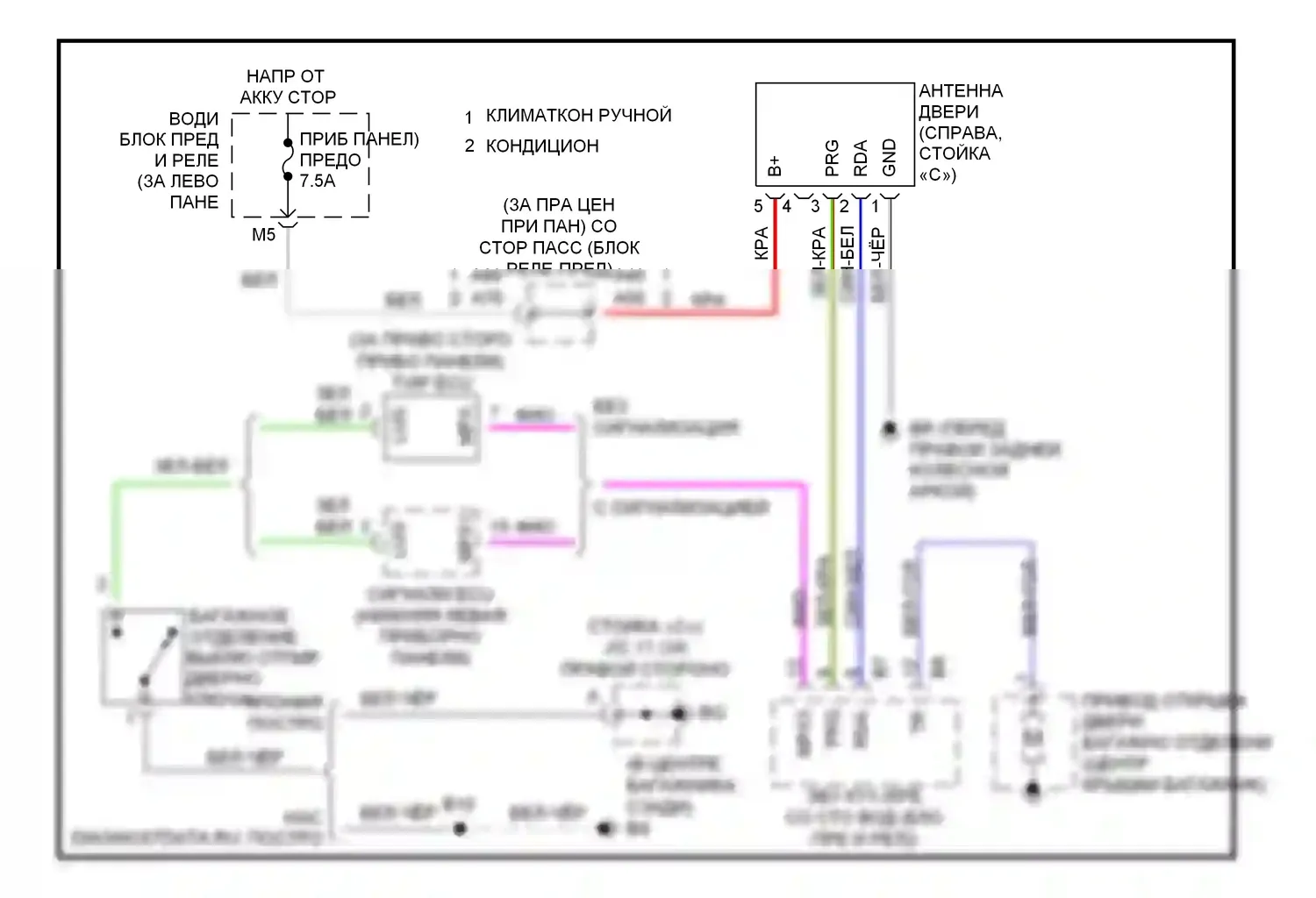 Camry Toyota XV30 (2001-2006): Электросхема разъединения багажника 