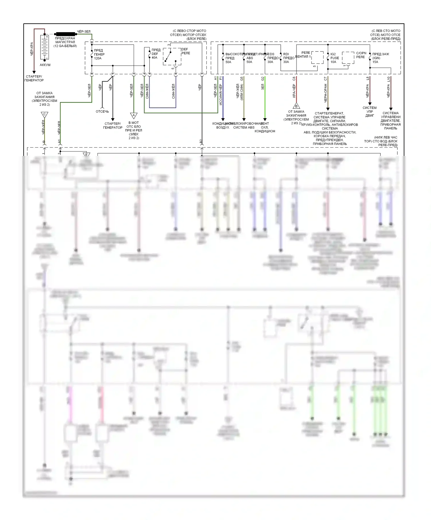 Camry Toyota XV30 (2001-2006): Электросхема блока предохранителей реле (1 из 2) 