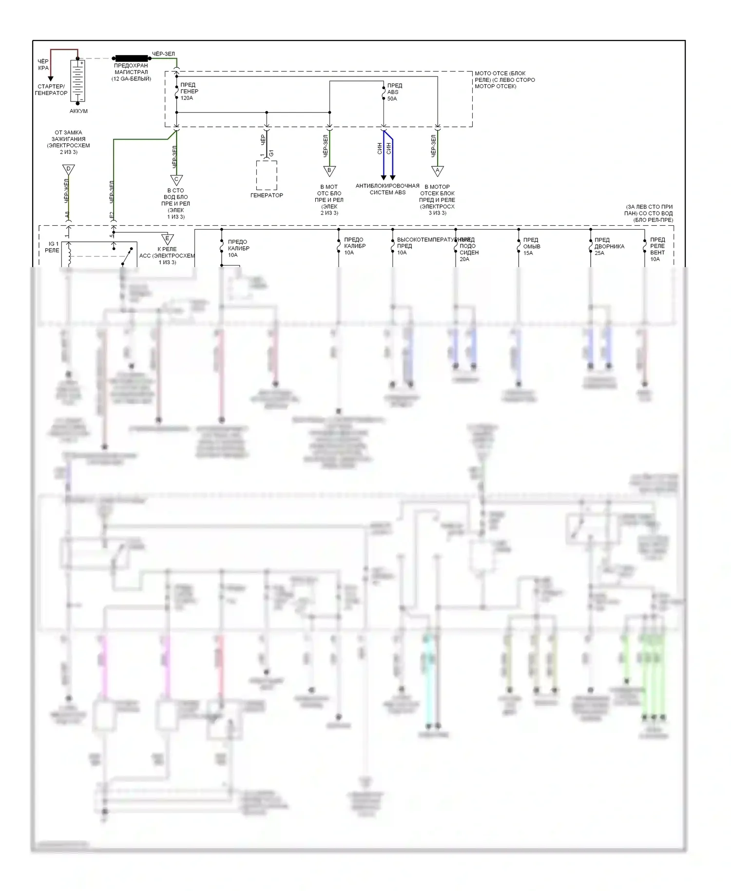 Camry Toyota XV30 (2001-2006): Электросхема блока предохранителей реле (1 из 3) 