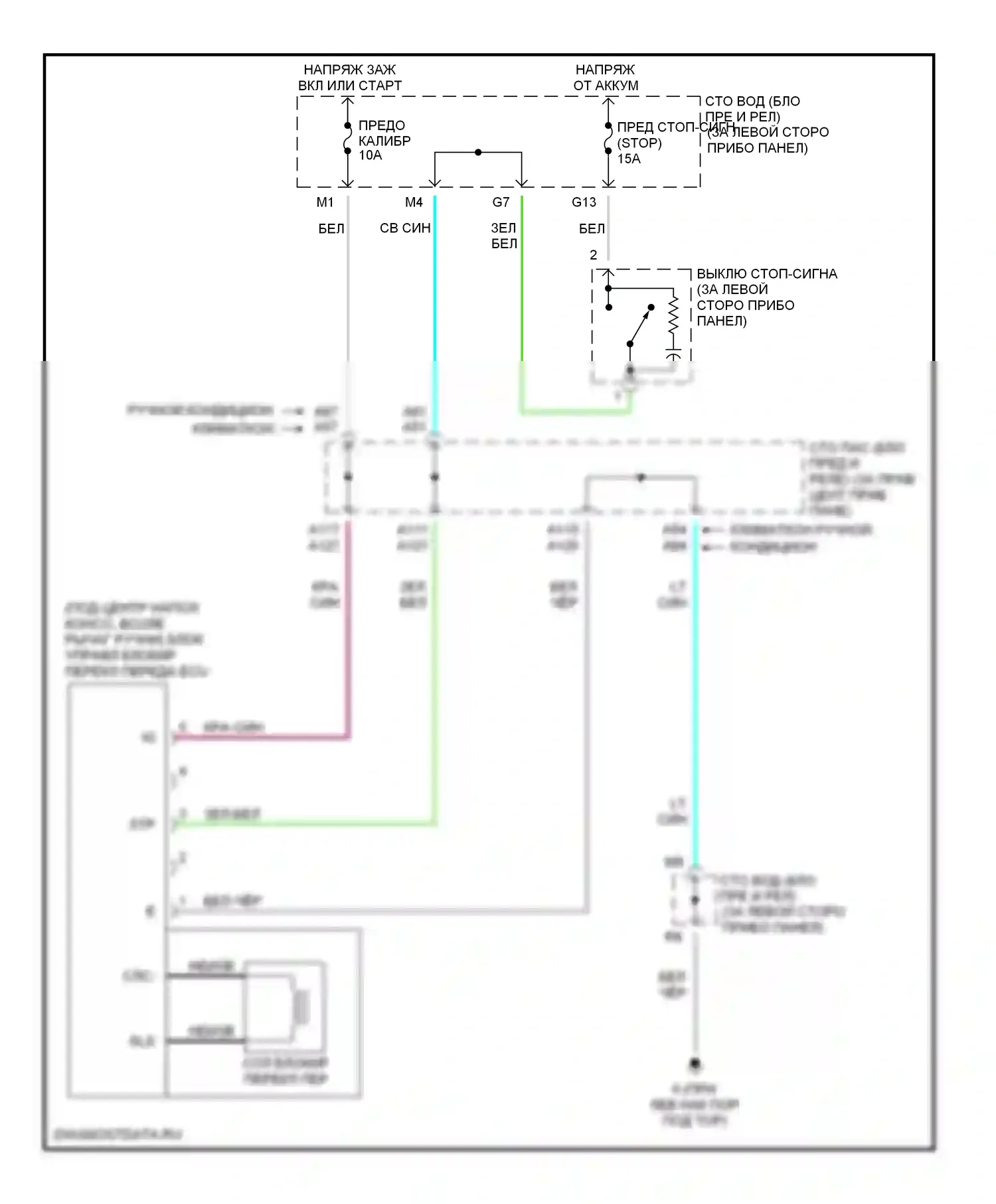 Camry Toyota XV30 (2001-2006): Электросхема блокировки селектора 