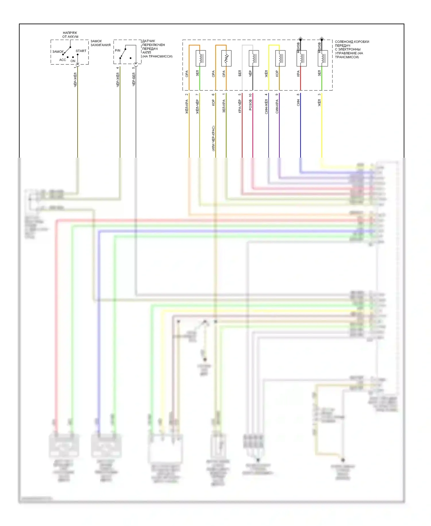 Camry Toyota XV30 (2001-2006): 2.4l, электросхема автоматической коробки передач, кроме pzev (2 из 2) 